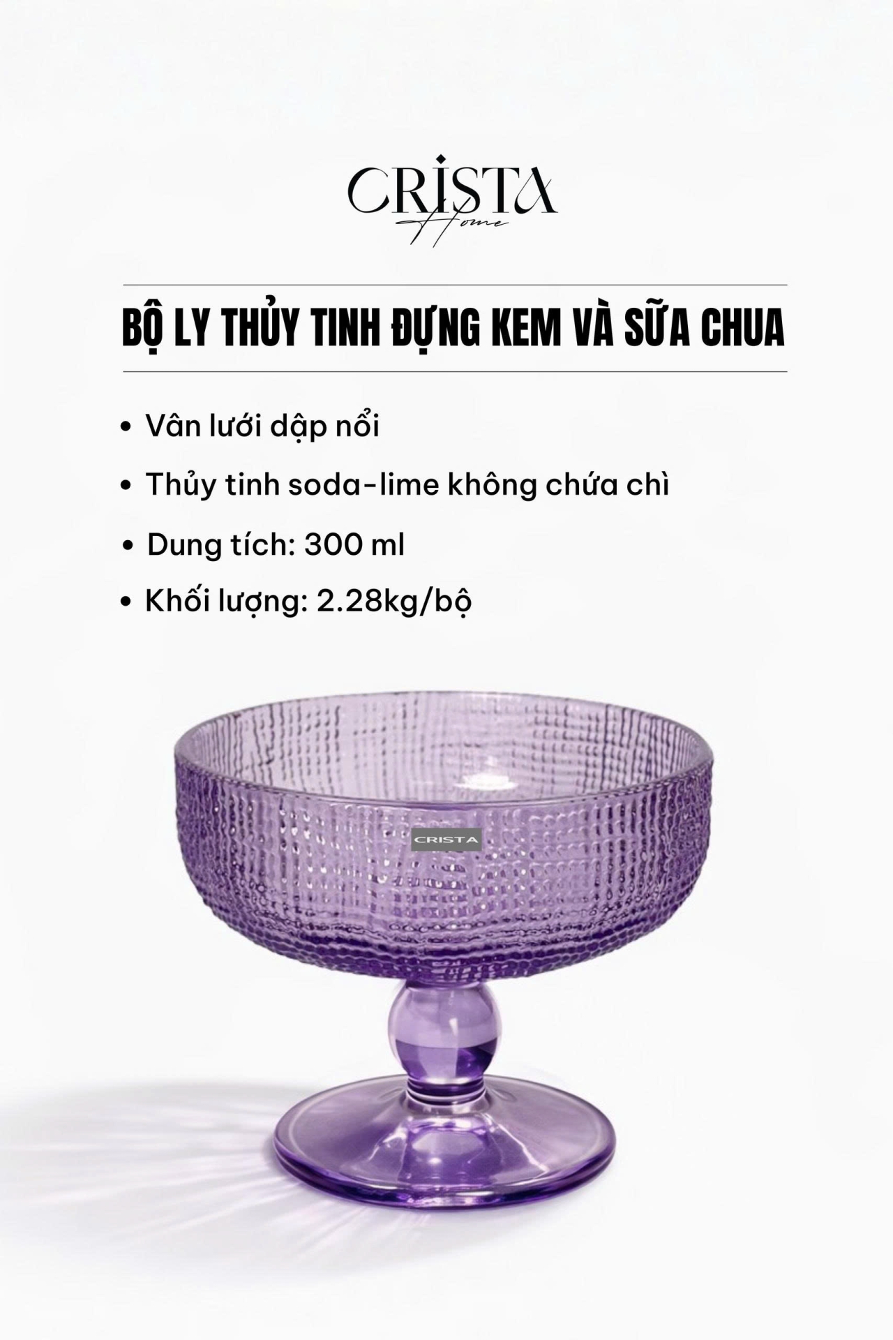 Bộ 6 Ly Đựng Kem Màu Pastel CRISTA HOME, Ly Kem (4/8)