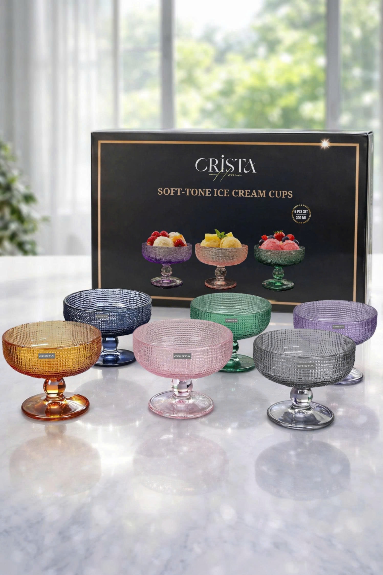 Bộ 6 Ly Đựng Kem Màu Pastel CRISTA HOME, Ly Kem (5/8)