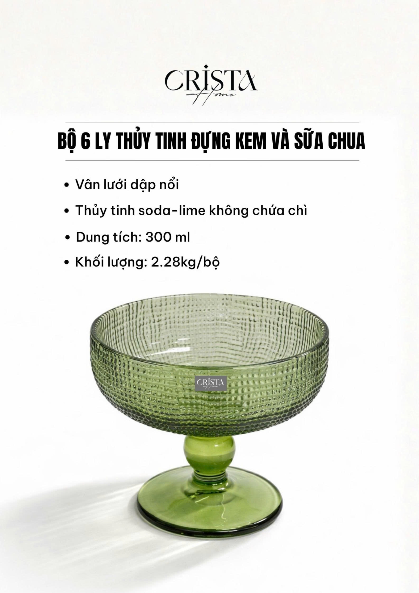 BỘ 6 LY ĐỰNG KEM - 8 MÀU RỰC RỠ CRISTA HOME — BỘ 6 LY ĐỰNG KEM - (Mix màu) (3/18)