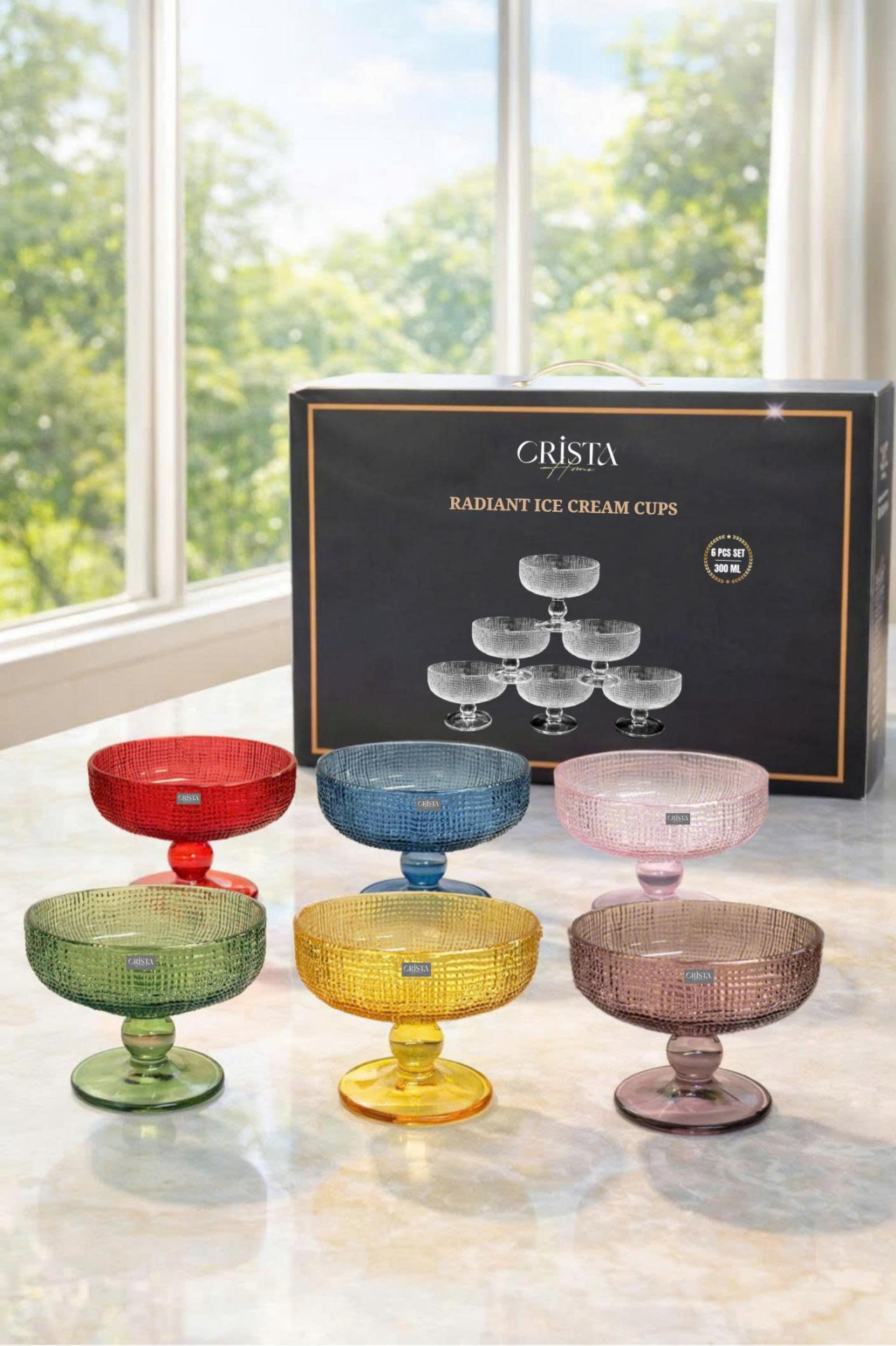 BỘ 6 LY ĐỰNG KEM - 8 MÀU RỰC RỠ CRISTA HOME — BỘ 6 LY ĐỰNG KEM - (Mix màu) (4/18)