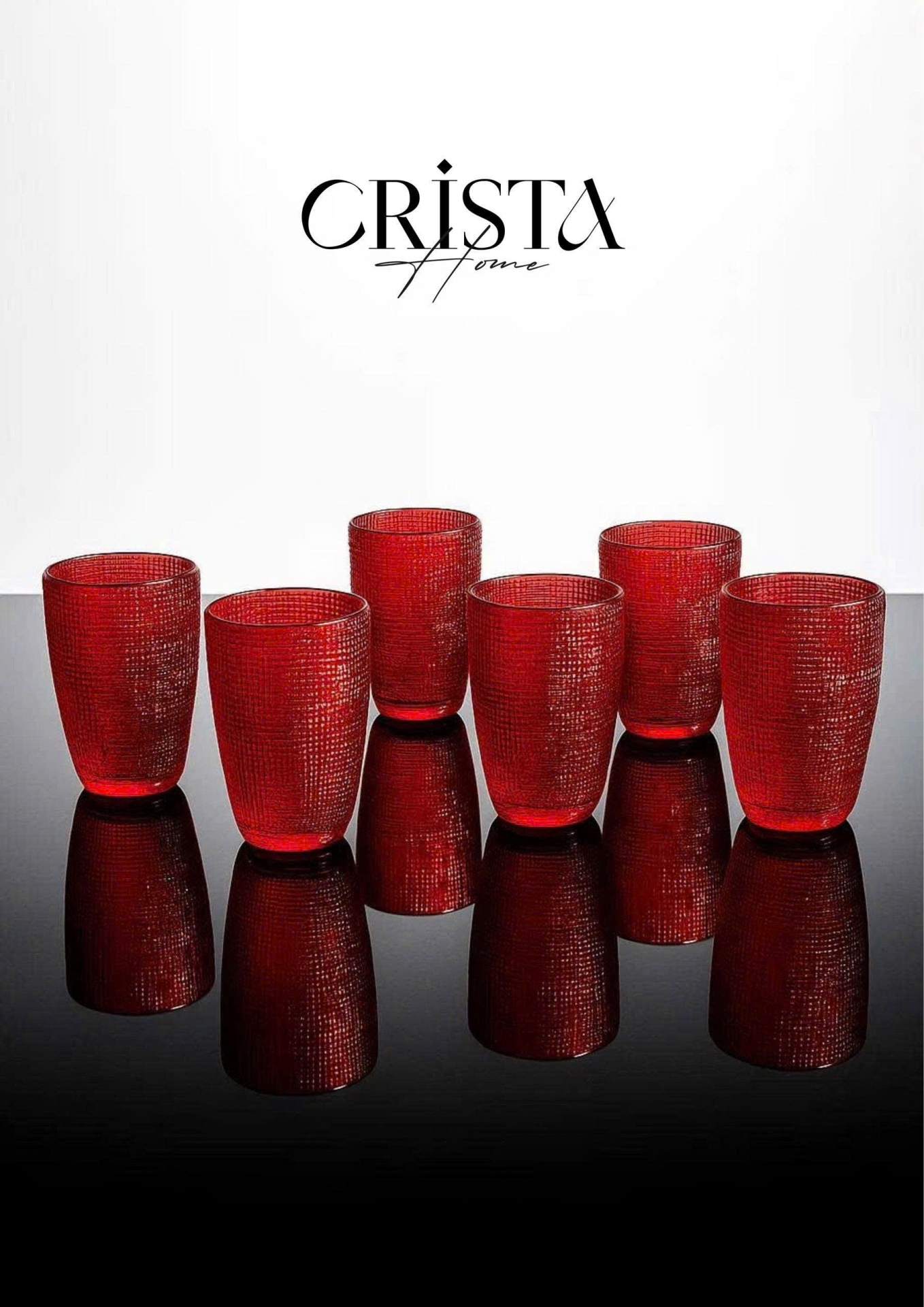 BỘ CỐC THỦY TINH VÂN LƯỚI DẬP NỔI MÀU ĐỎ 420ML (6/15)