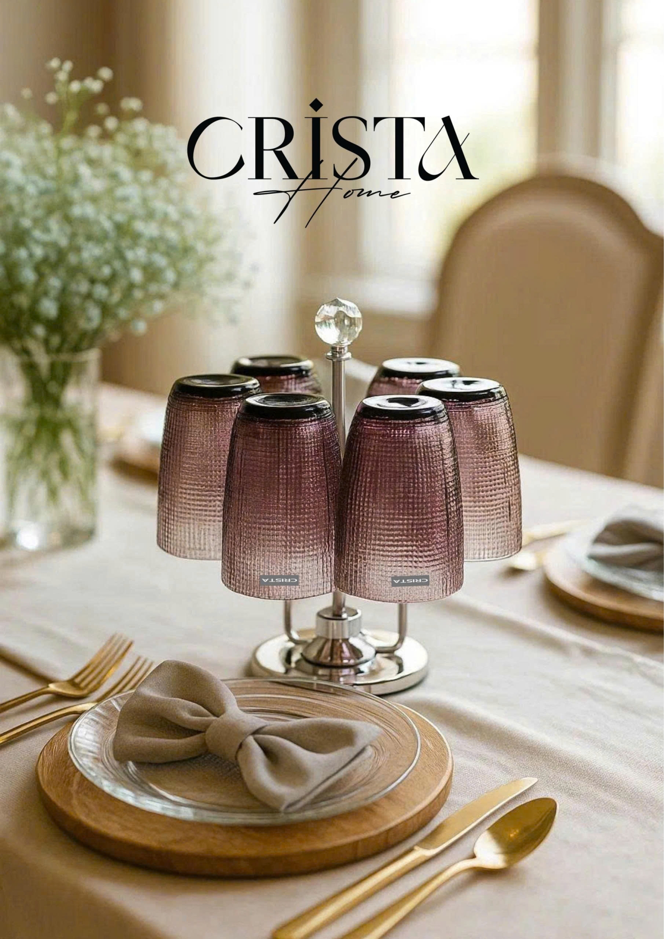 BỘ CỐC THỦY TINH VÂN LƯỚI DẬP NỔI MÀU TÍM 420ML (7/7)