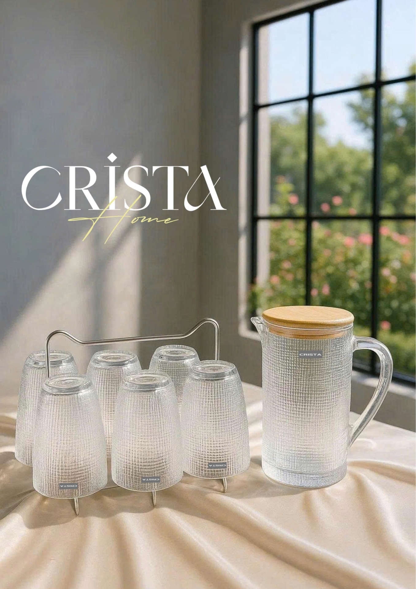 BỘ CỐC THỦY TINH VÂN LƯỚI DẬP NỔI MÀU TRẮNG 420ML (5/9)