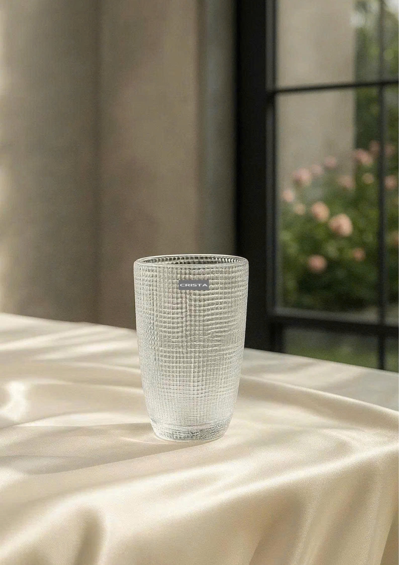 BỘ CỐC THỦY TINH VÂN LƯỚI DẬP NỔI MÀU TRẮNG 420ML (6/9)