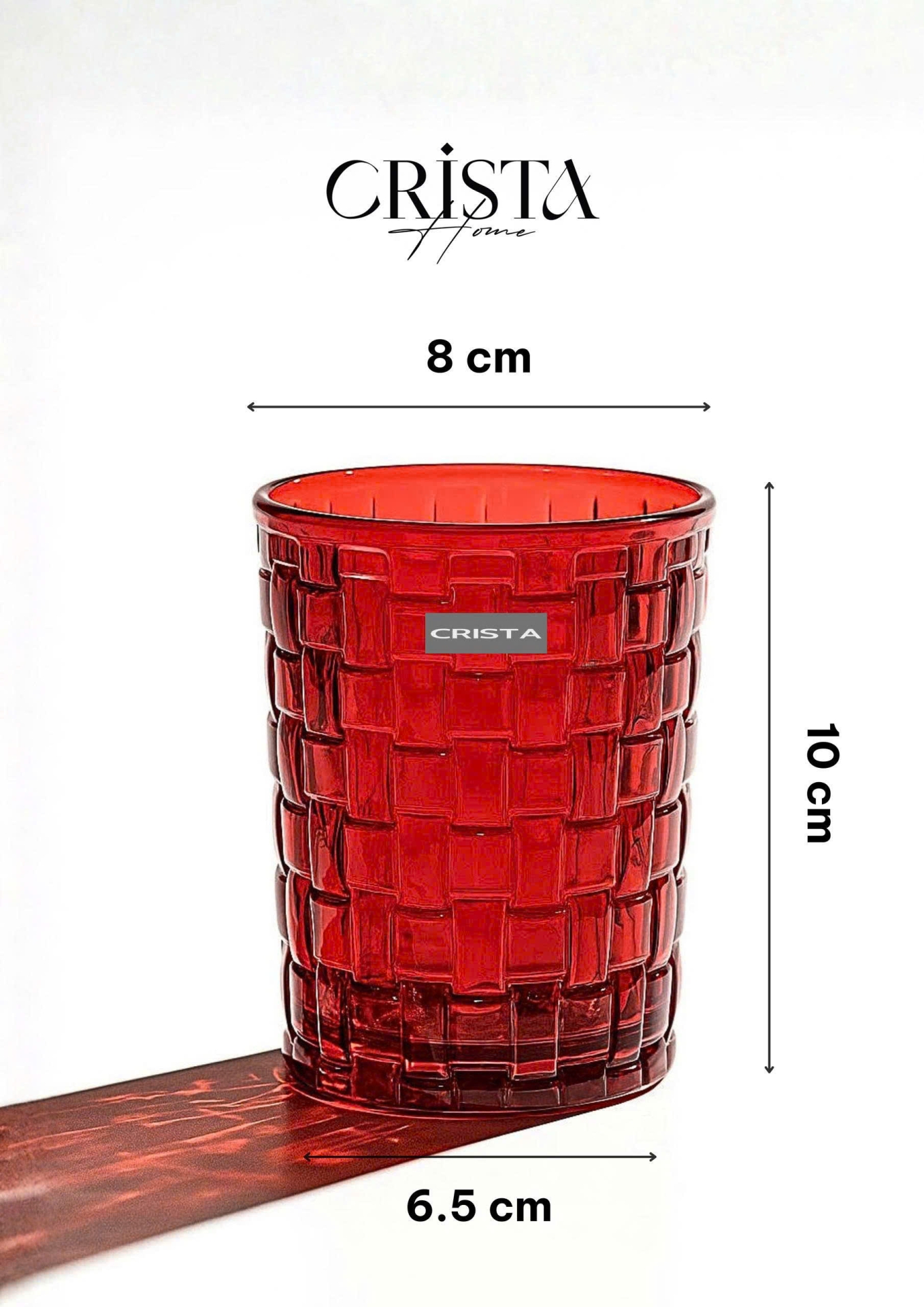 BỘ 06 CỐC THỦY TINH VÂN CARO 280ML – MÀU ĐỎ RUBY (5/10)