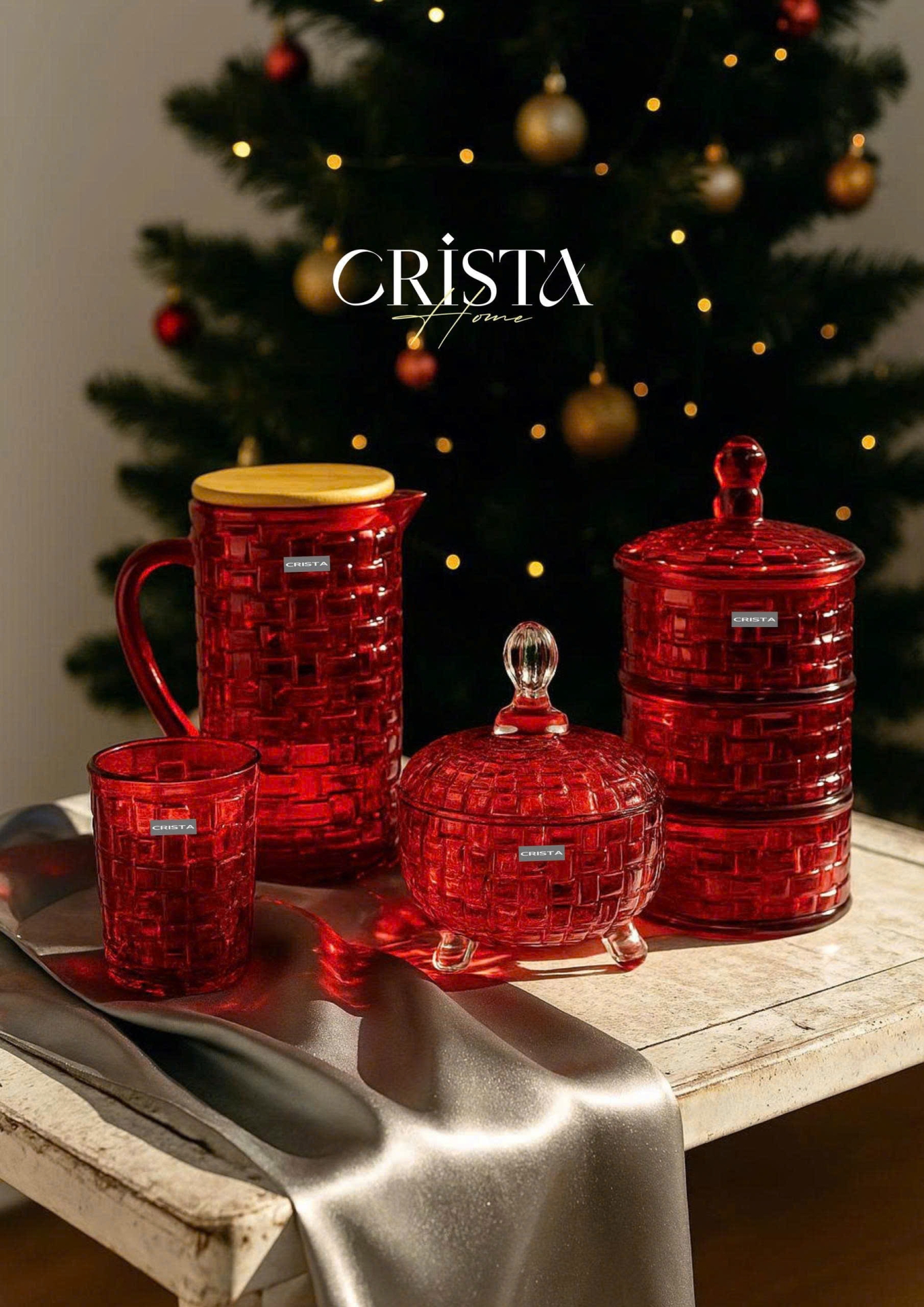 BỘ 06 CỐC THỦY TINH VÂN CARO 280ML – MÀU ĐỎ RUBY (6/10)