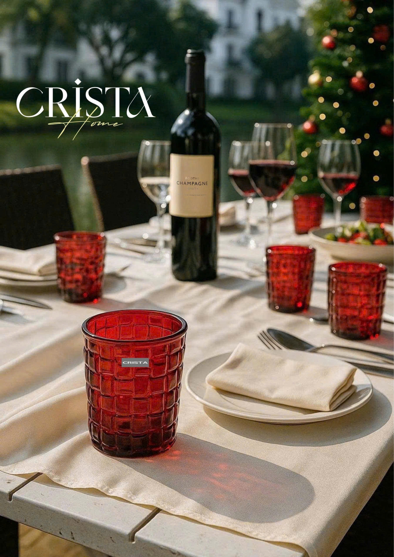 BỘ 06 CỐC THỦY TINH VÂN CARO 280ML – MÀU ĐỎ RUBY (8/10)