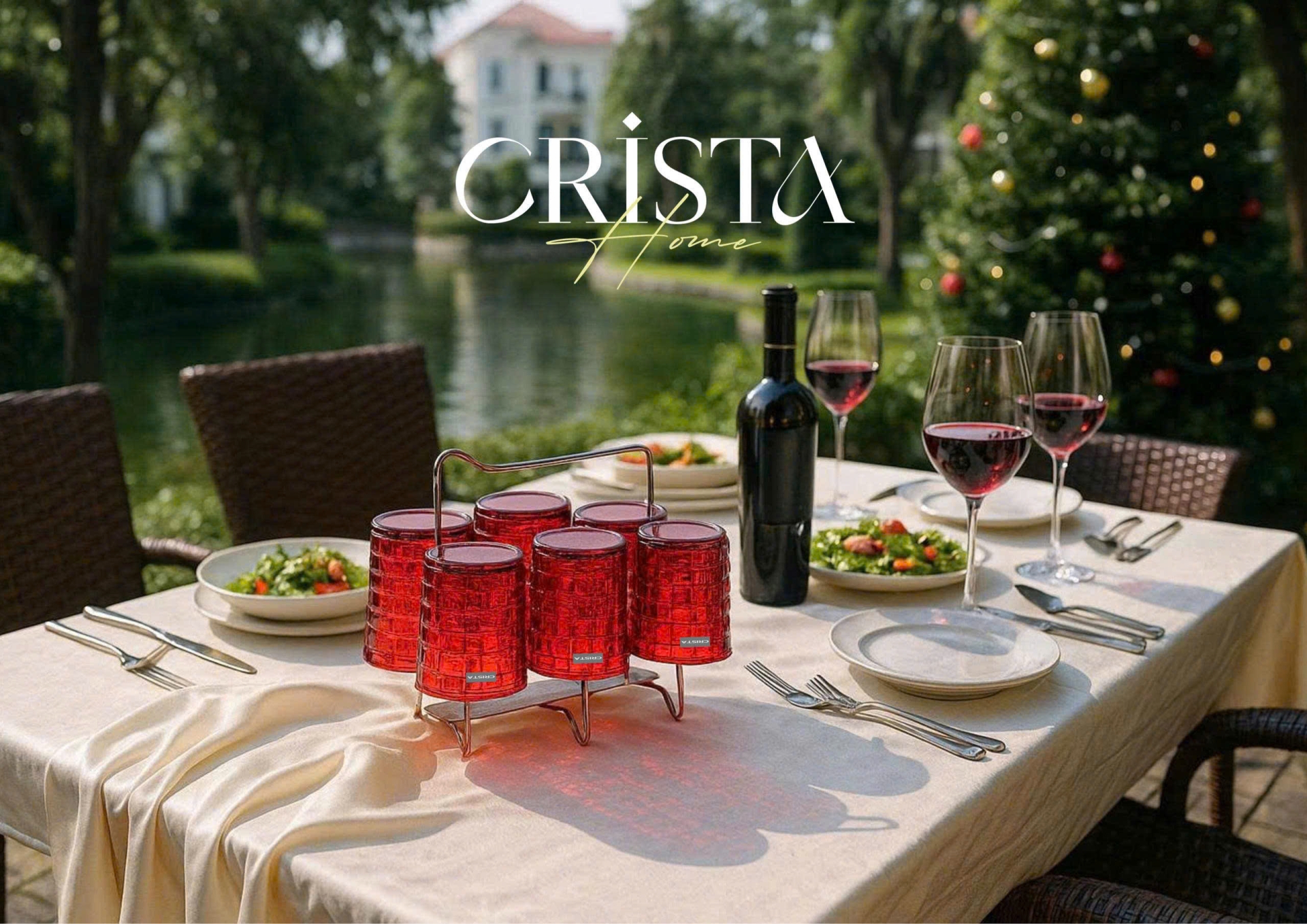 BỘ 06 CỐC THỦY TINH VÂN CARO 280ML – MÀU ĐỎ RUBY (10/10)