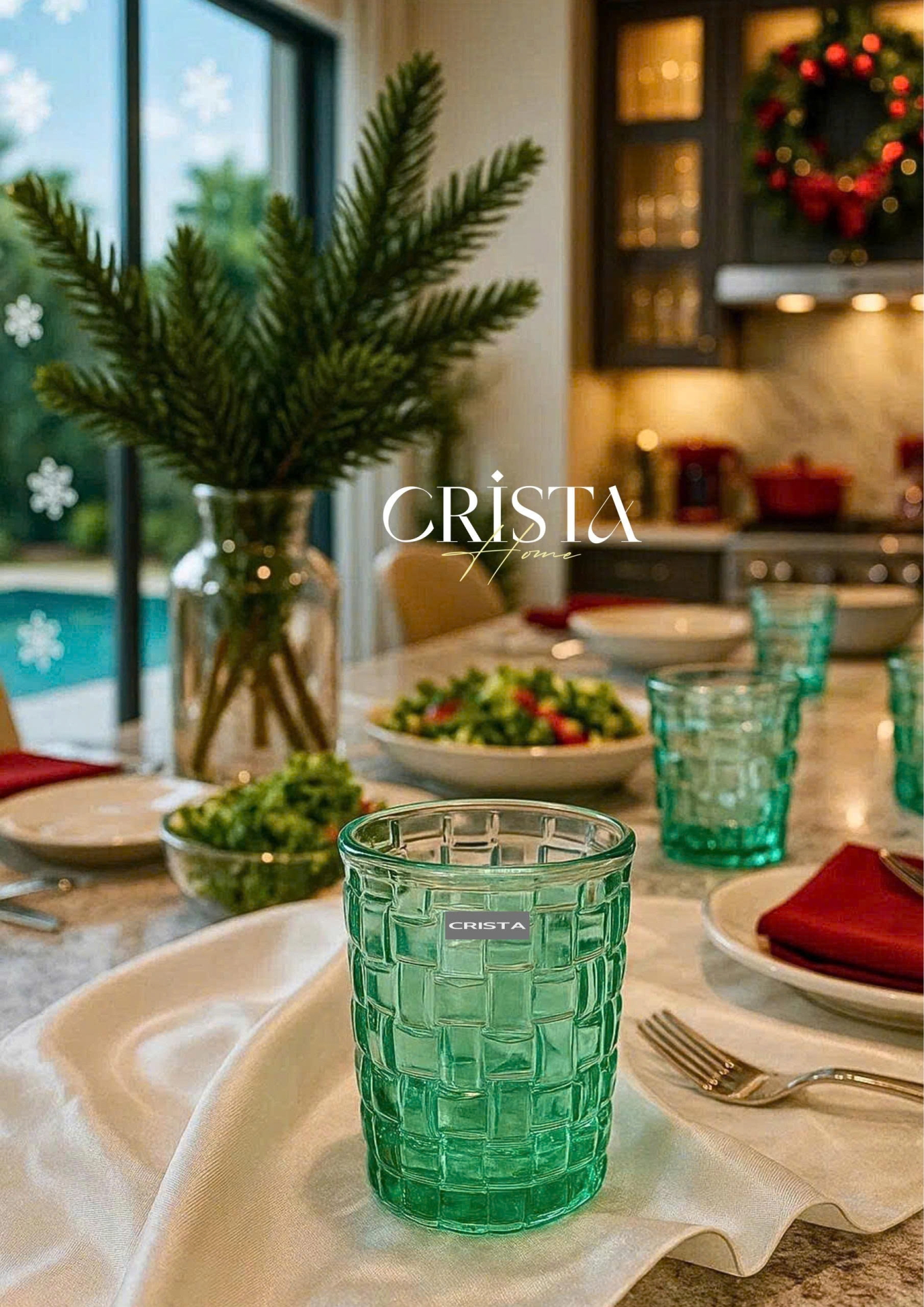 BỘ 06 CỐC THỦY TINH VÂN CARO 280ML – MÀU XANH NGỌC (3/11)