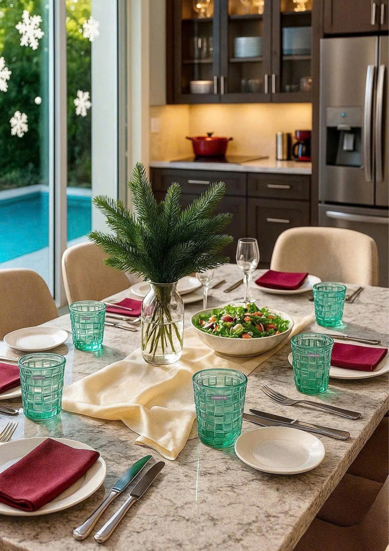 BỘ 06 CỐC THỦY TINH VÂN CARO 280ML – MÀU XANH NGỌC (5/11)