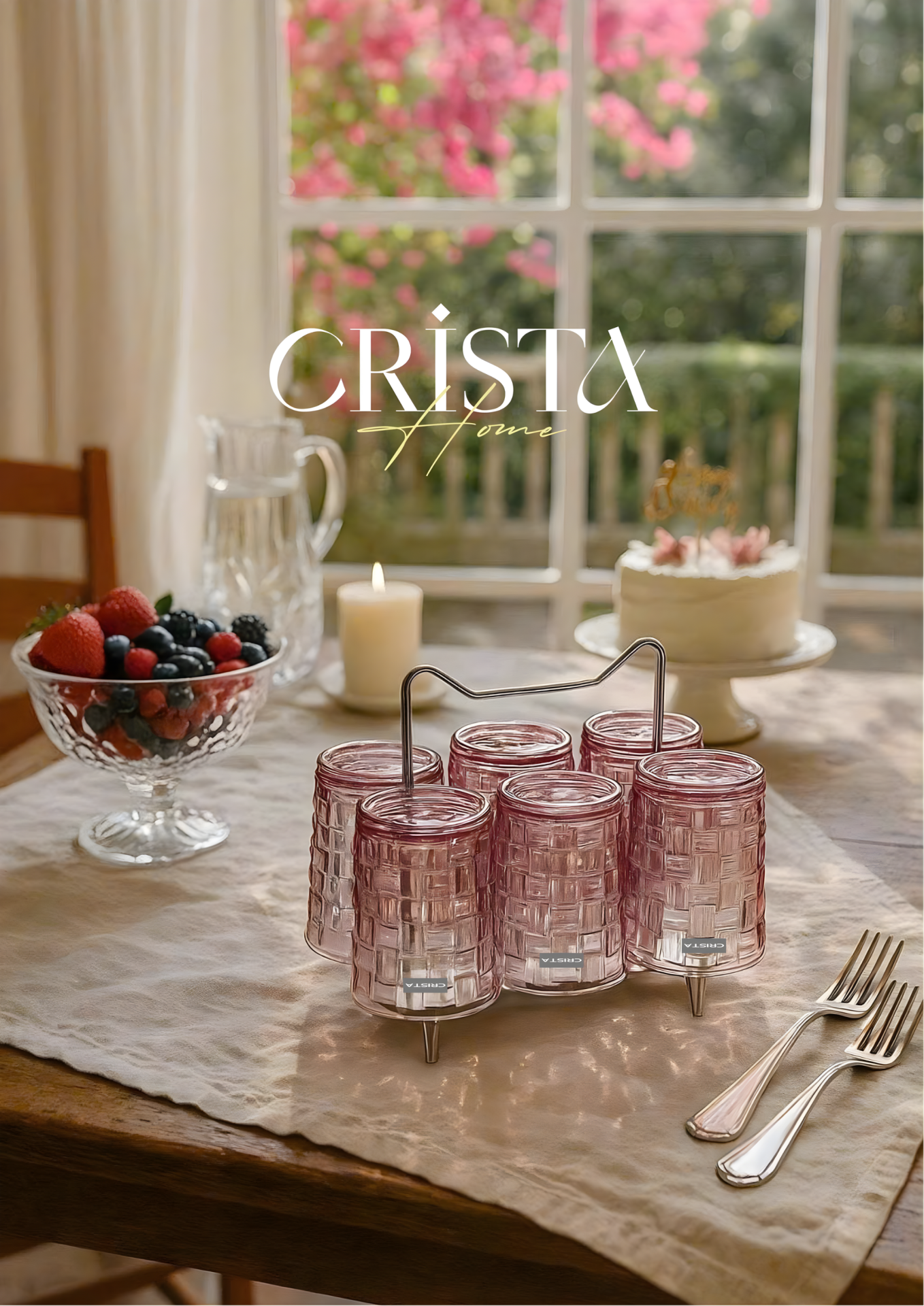 BỘ 06 CỐC THỦY TINH VÂN CARO 280ML – MÀU HỒNG (6/9)