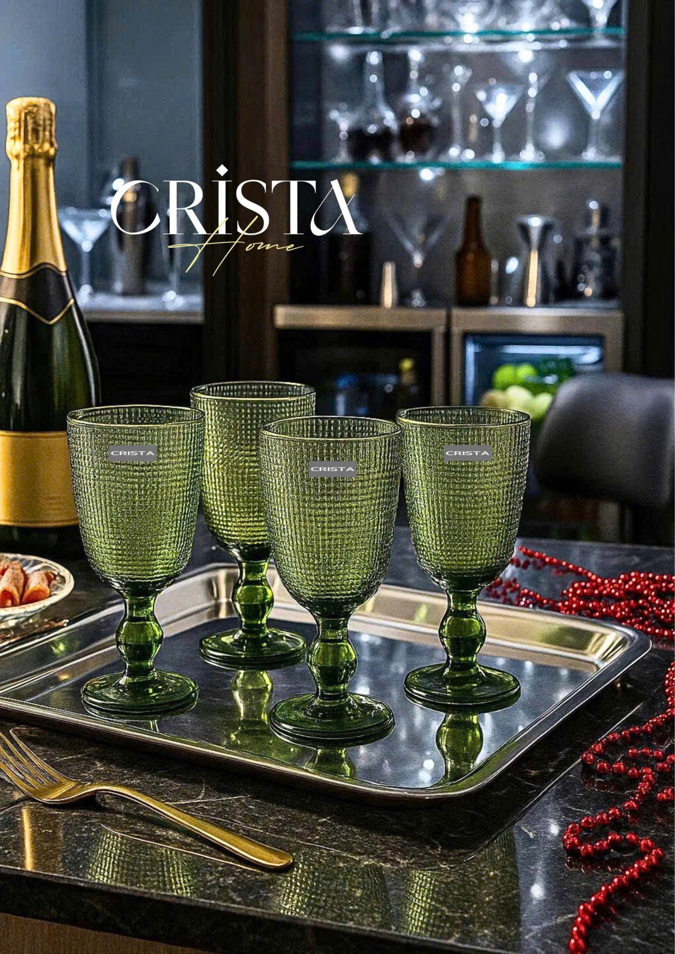 BỘ 6 LY THỦY TINH VÂN LƯỚI 240ML  — BỘ 6 LY THỦY TINH VÂN LƯỚI 240ML - MÀU XANH LÁ (2/14)