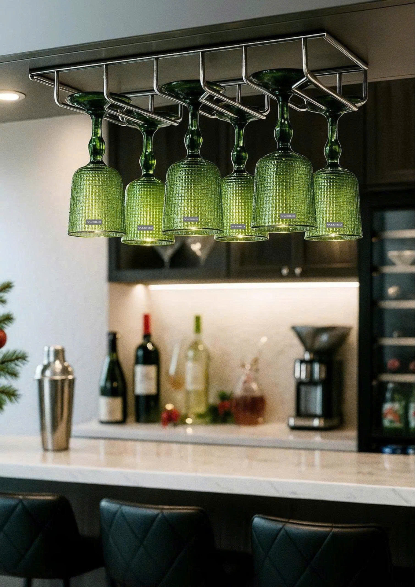 BỘ 6 LY THỦY TINH VÂN LƯỚI 240ML  — BỘ 6 LY THỦY TINH VÂN LƯỚI 240ML - MÀU XANH LÁ (4/14)