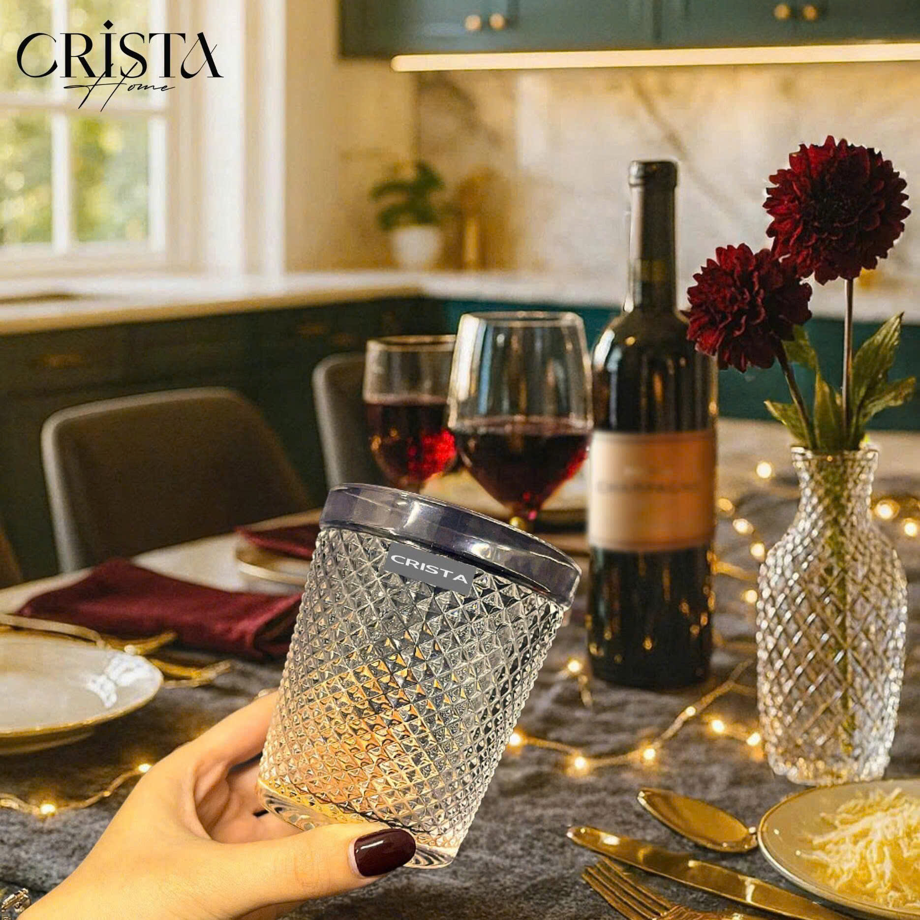 BỘ 4 CỐC VÂN KIM CƯƠNG CRISTA 300ML – MÀU TRẮNG (2/11)