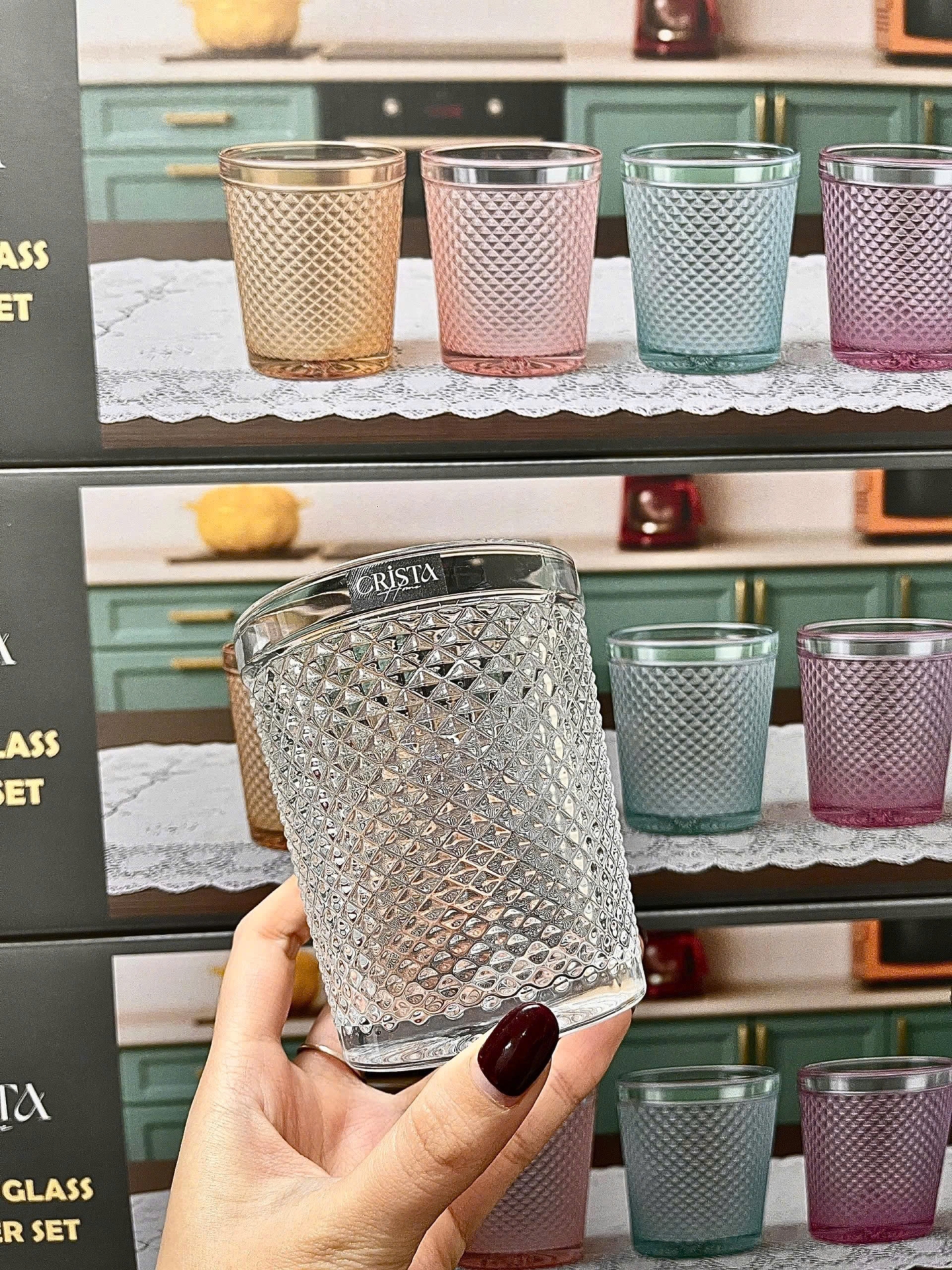 BỘ 4 CỐC VÂN KIM CƯƠNG CRISTA 300ML – MÀU TRẮNG (6/11)