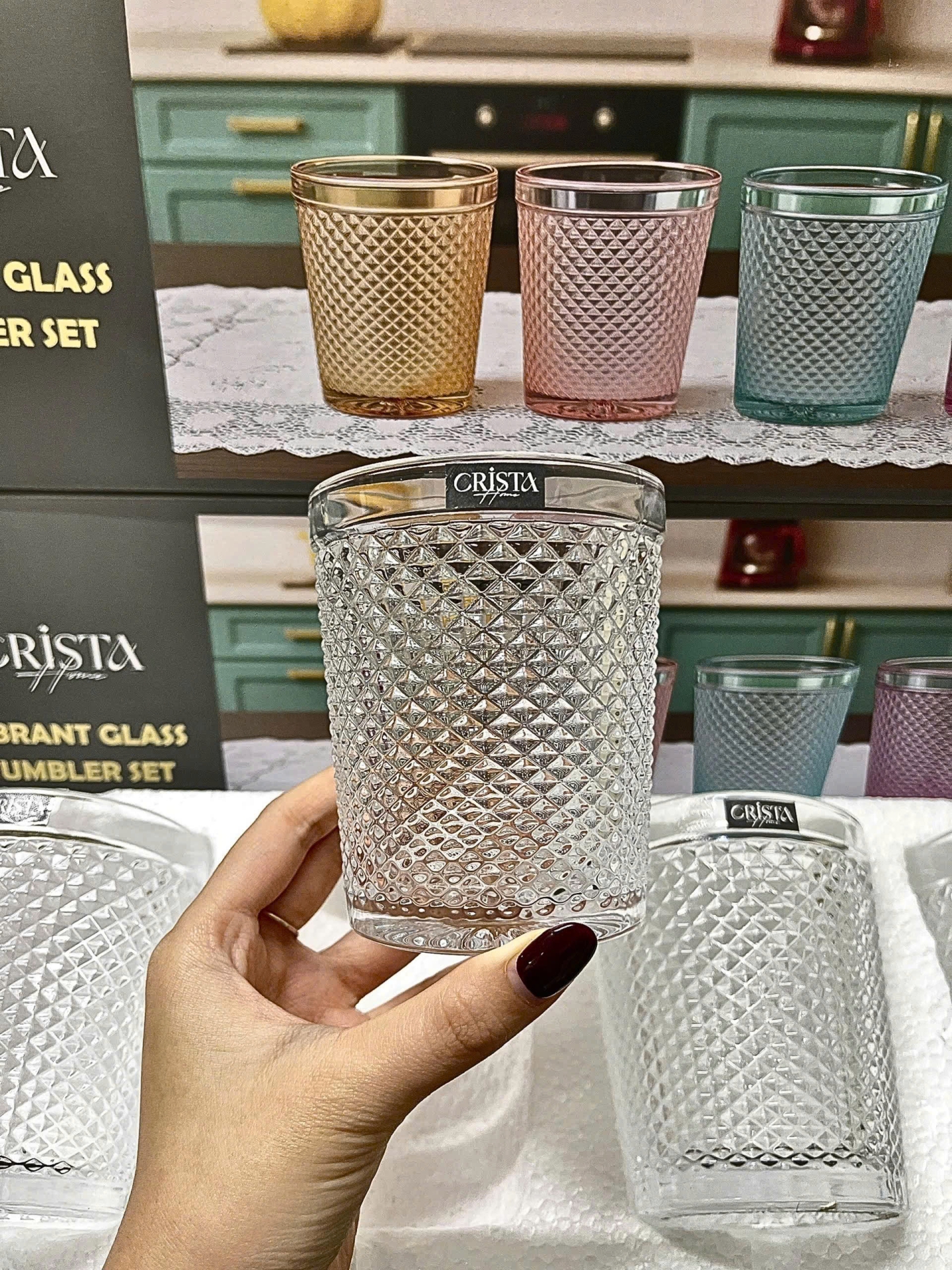 BỘ 4 CỐC VÂN KIM CƯƠNG CRISTA 300ML – MÀU TRẮNG (7/11)