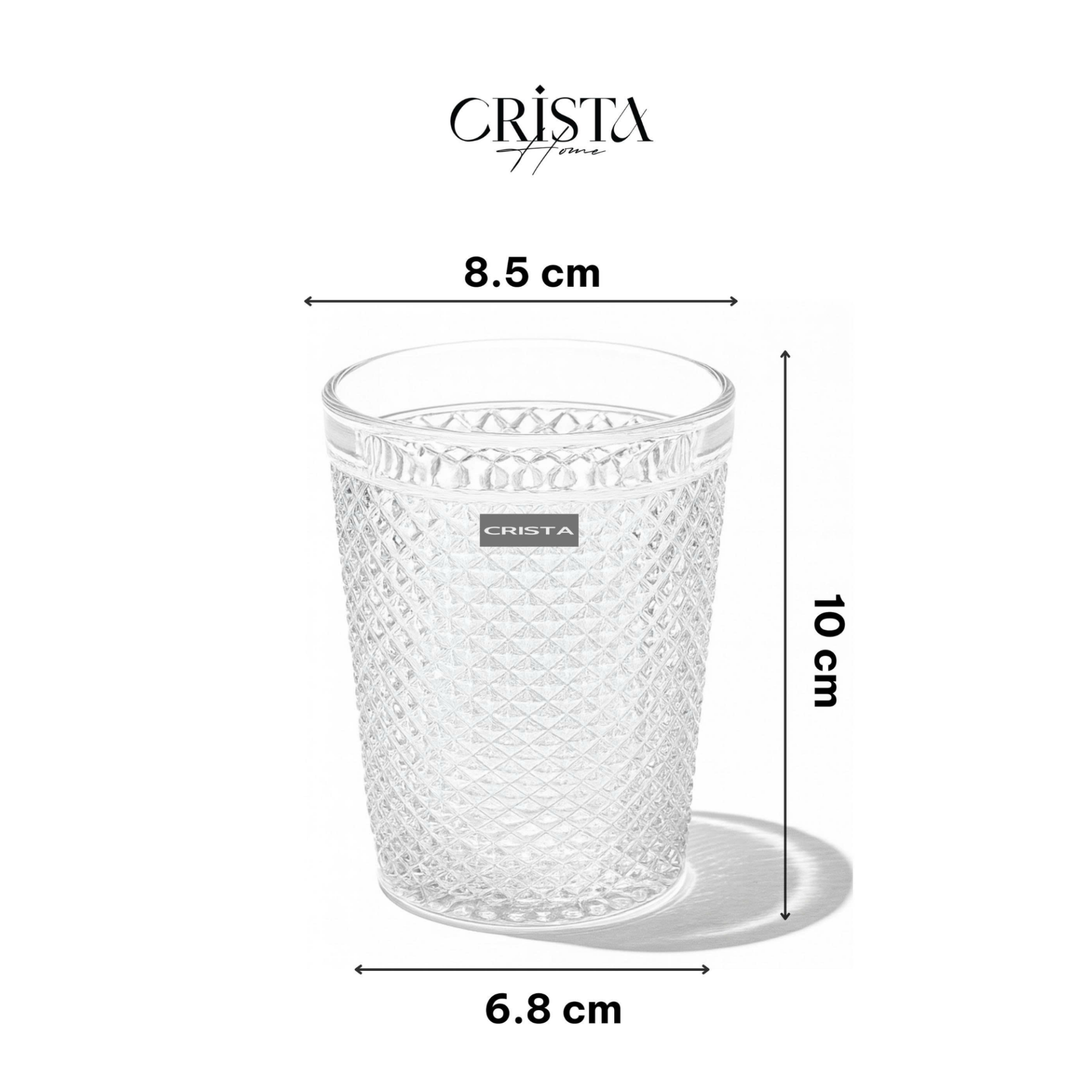 BỘ 4 CỐC VÂN KIM CƯƠNG CRISTA 300ML – MÀU TRẮNG (11/11)