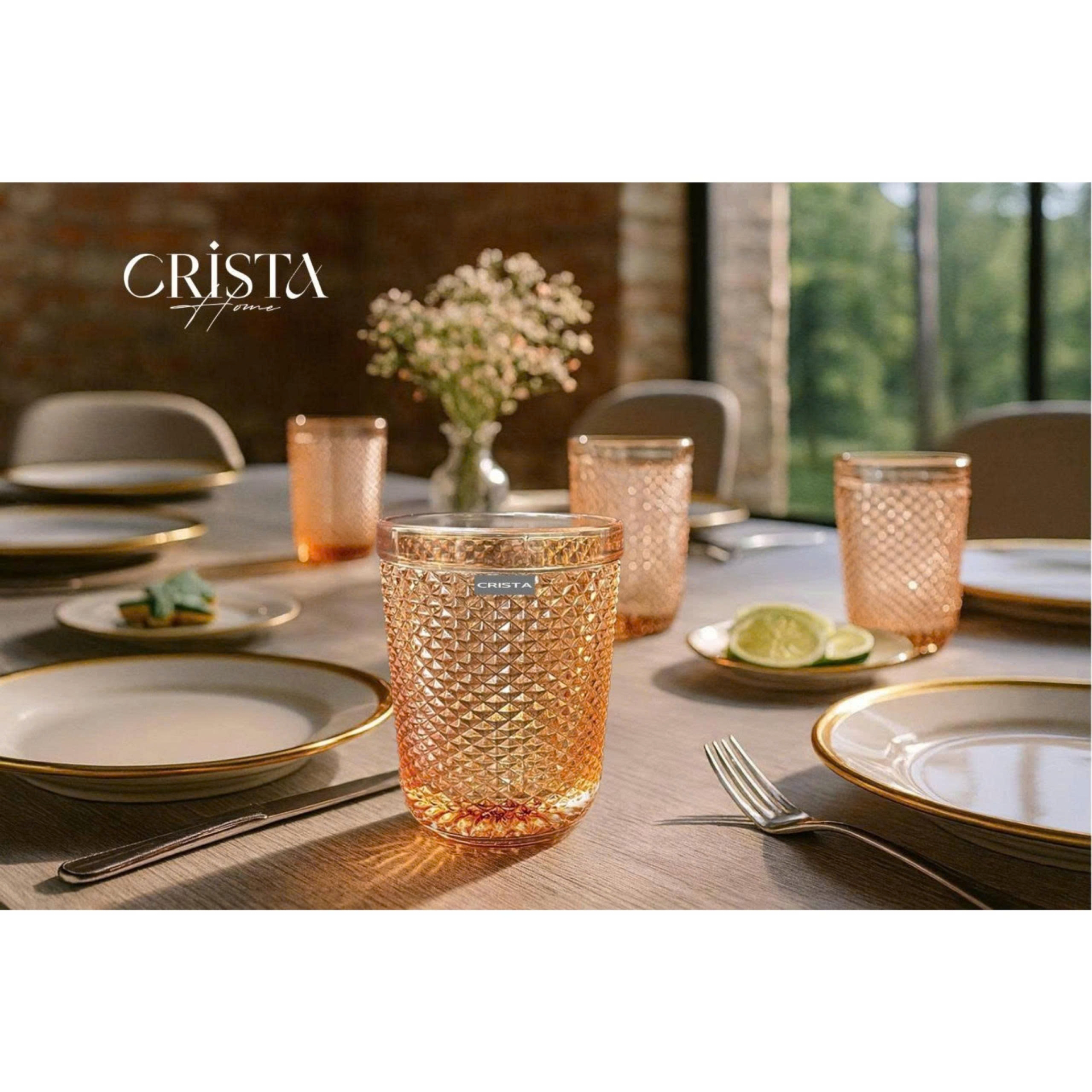 BỘ 4 CỐC VÂN KIM CƯƠNG CRISTA 300ML – MÀU VÀNG (4/10)