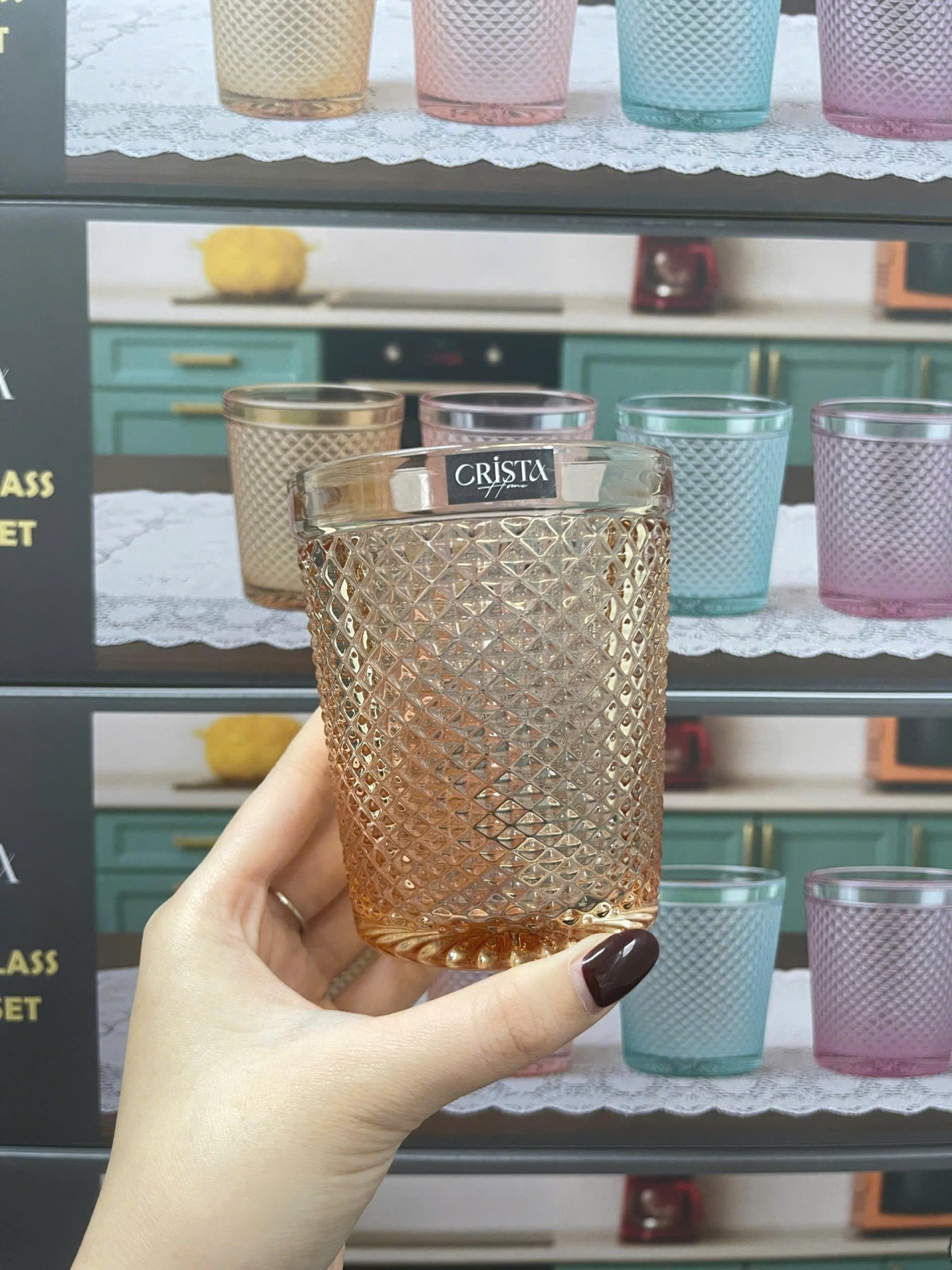 BỘ 4 CỐC VÂN KIM CƯƠNG CRISTA 300ML – MÀU VÀNG (5/10)