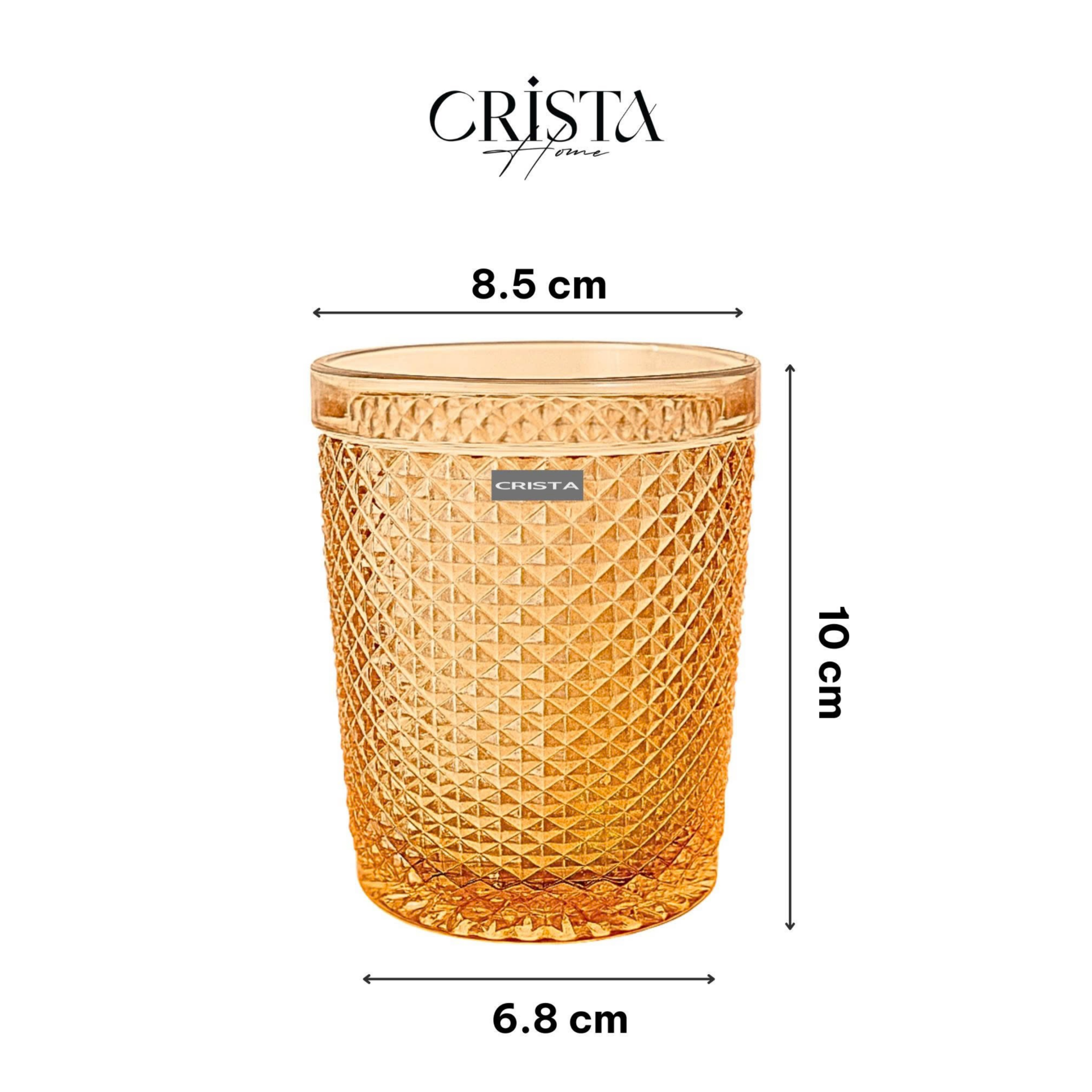 BỘ 4 CỐC VÂN KIM CƯƠNG CRISTA 300ML – MÀU VÀNG (10/10)