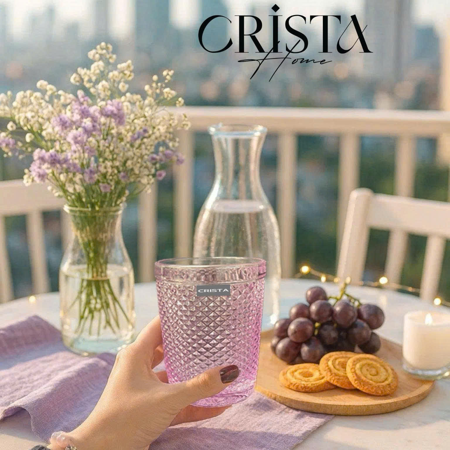 BỘ 4 CỐC VÂN KIM CƯƠNG CRISTA 300ML – MÀU TÍM (2/10)
