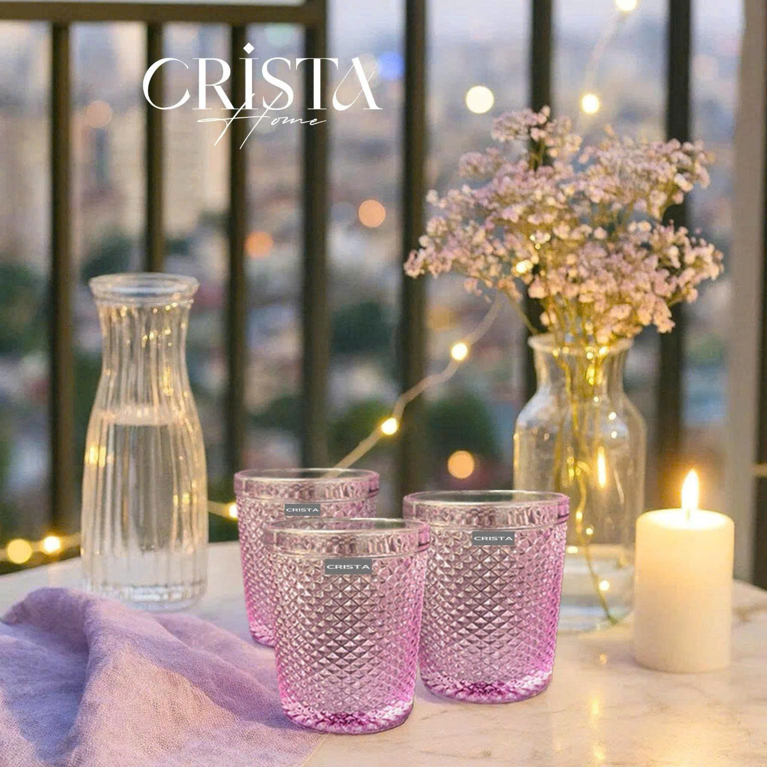 BỘ 4 CỐC VÂN KIM CƯƠNG CRISTA 300ML – MÀU TÍM (3/10)