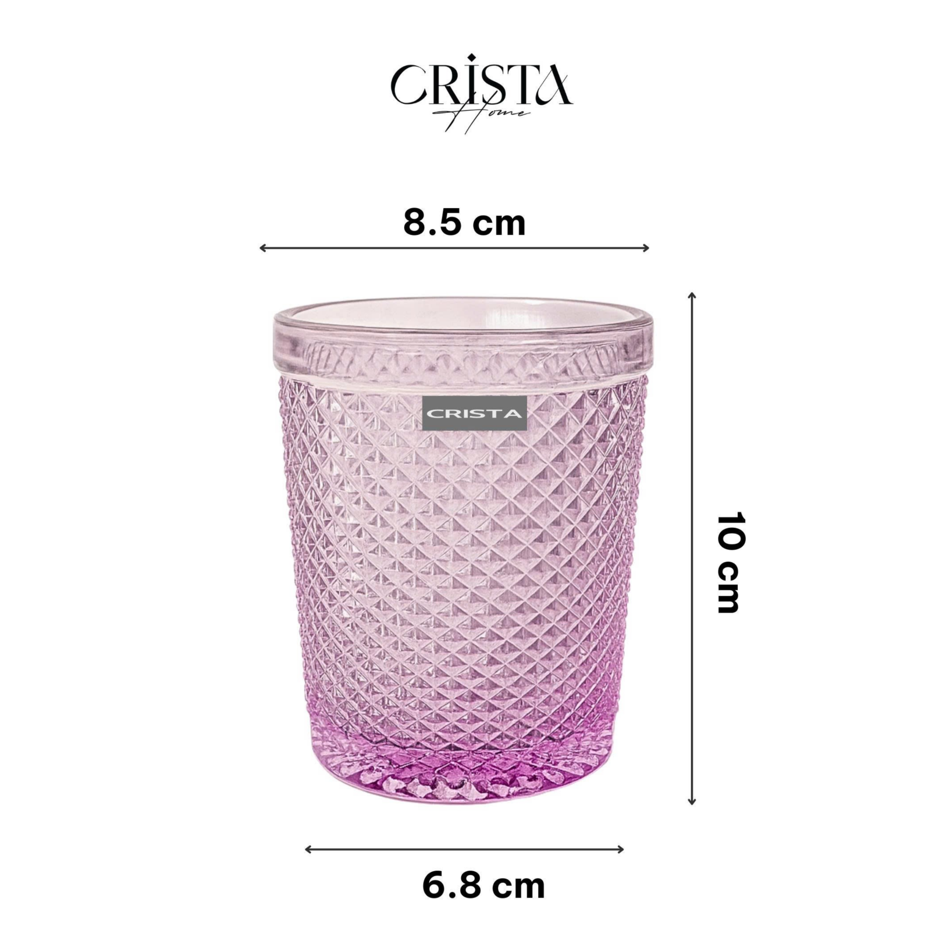 BỘ 4 CỐC VÂN KIM CƯƠNG CRISTA 300ML – MÀU TÍM (6/10)