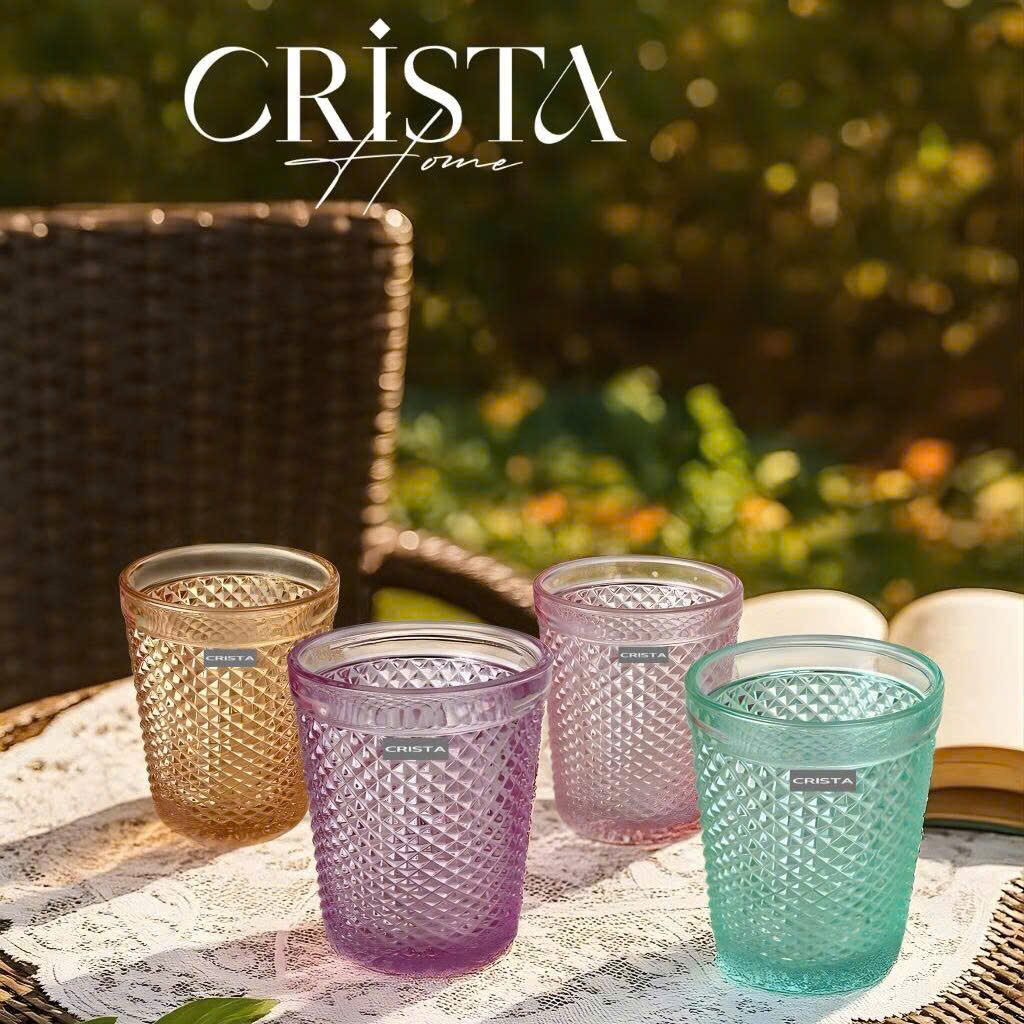 BỘ 4 CỐC VÂN KIM CƯƠNG CRISTA 300ML – MIX 4 MÀU (6/10)