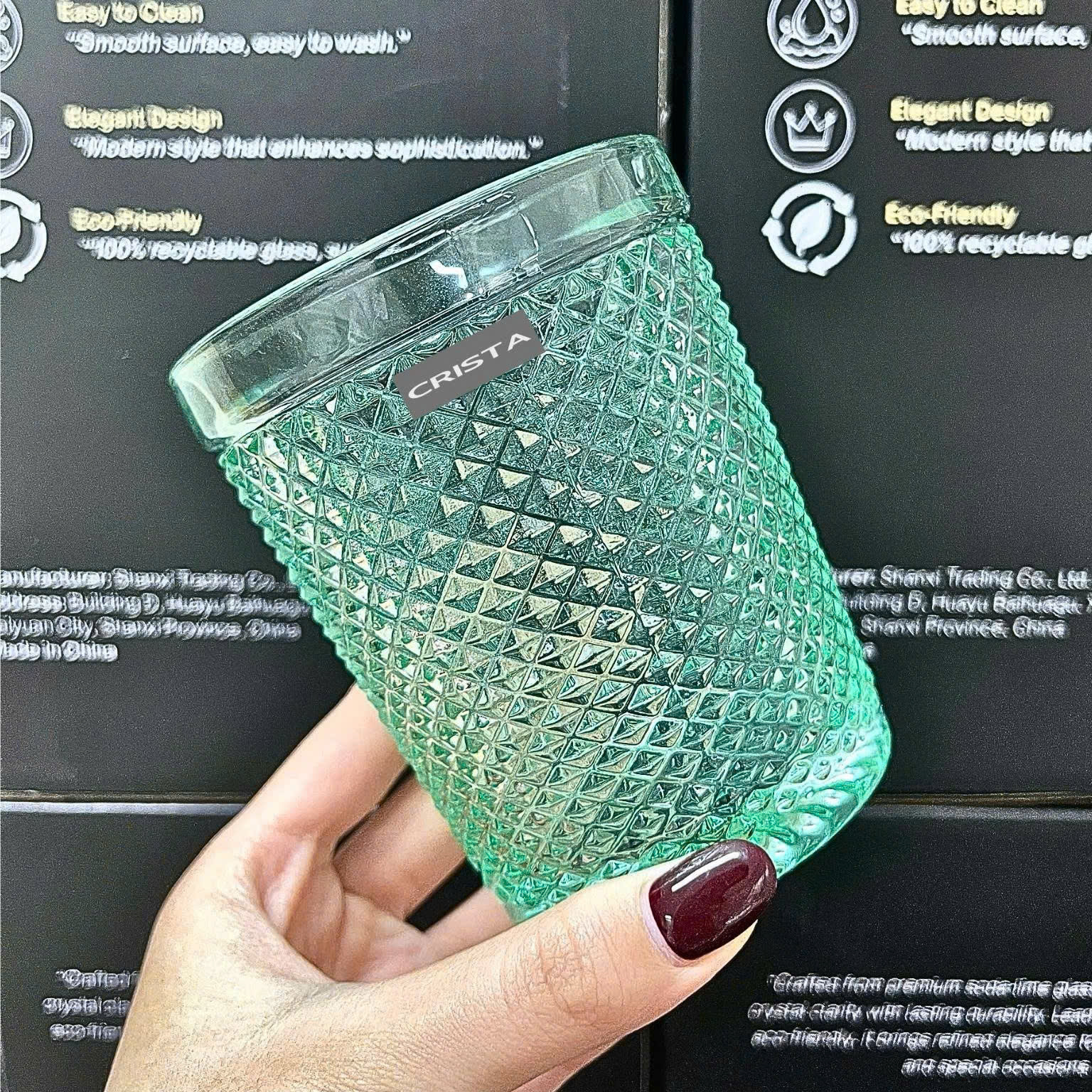 BỘ 4 CỐC VÂN KIM CƯƠNG CRISTA 300ML – MÀU XANH (3/11)