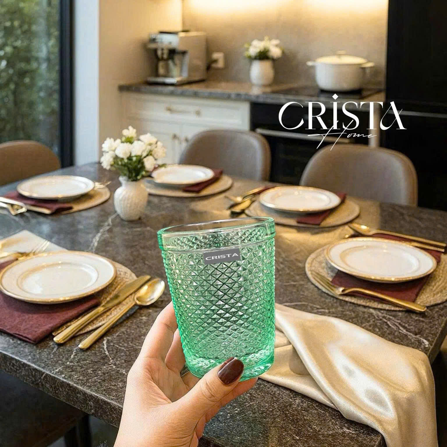 BỘ 4 CỐC VÂN KIM CƯƠNG CRISTA 300ML – MÀU XANH (5/11)