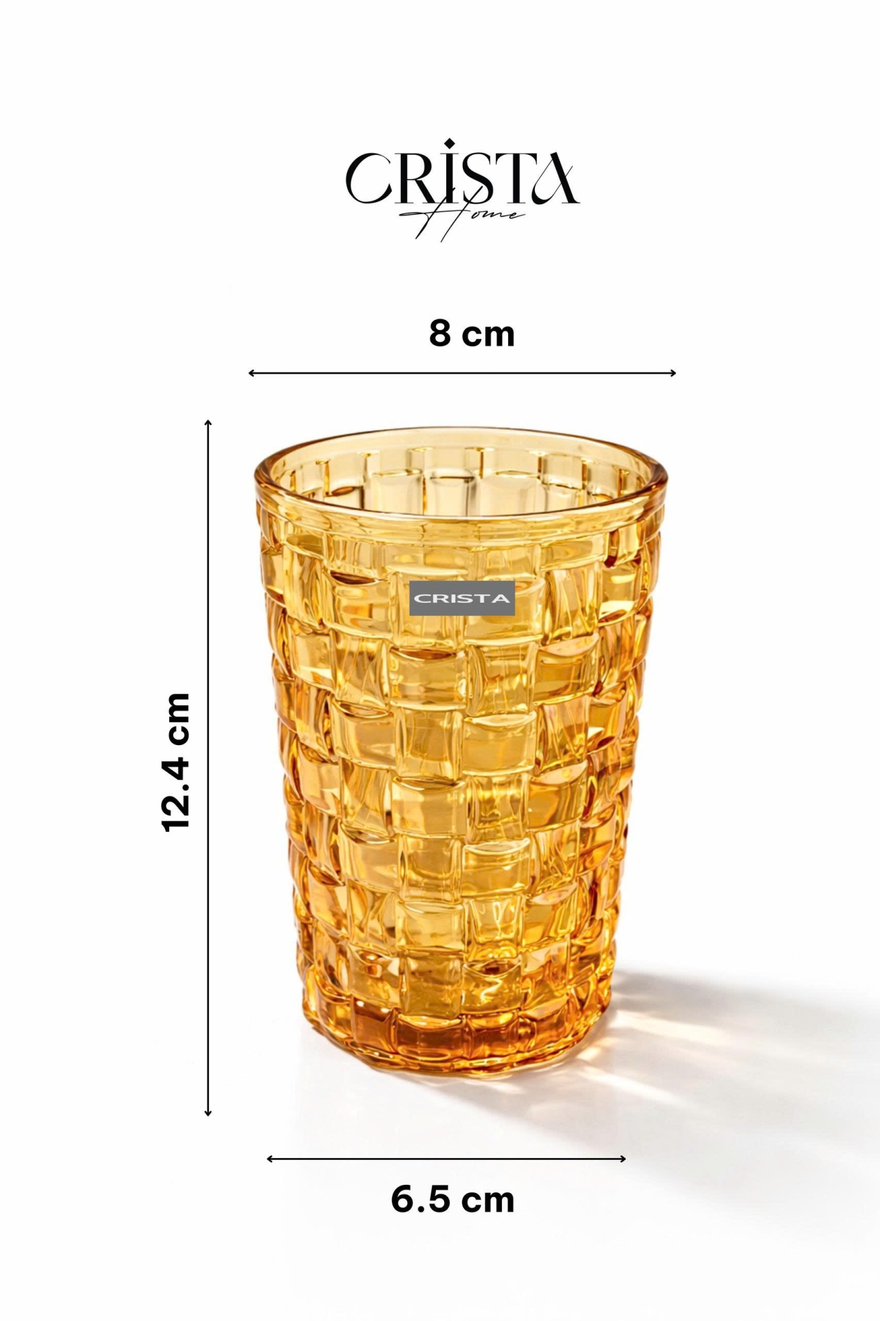 Bộ 6 Cốc Thủy Tinh Cao CRISTA HOME Mix Màu Vân Caro 350ml (7/8)