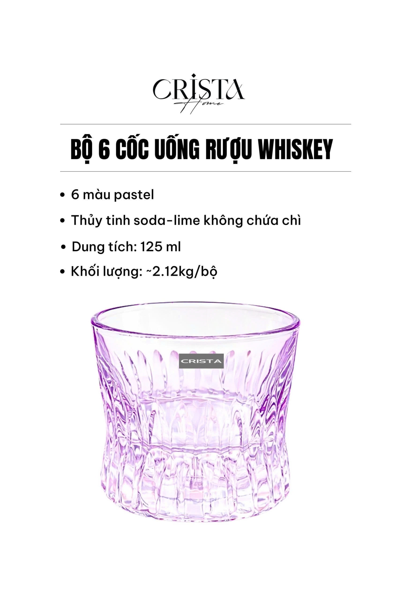 Bộ 6 cốc rượu125ml Crista Home  — (Màu trắng) (9/10)