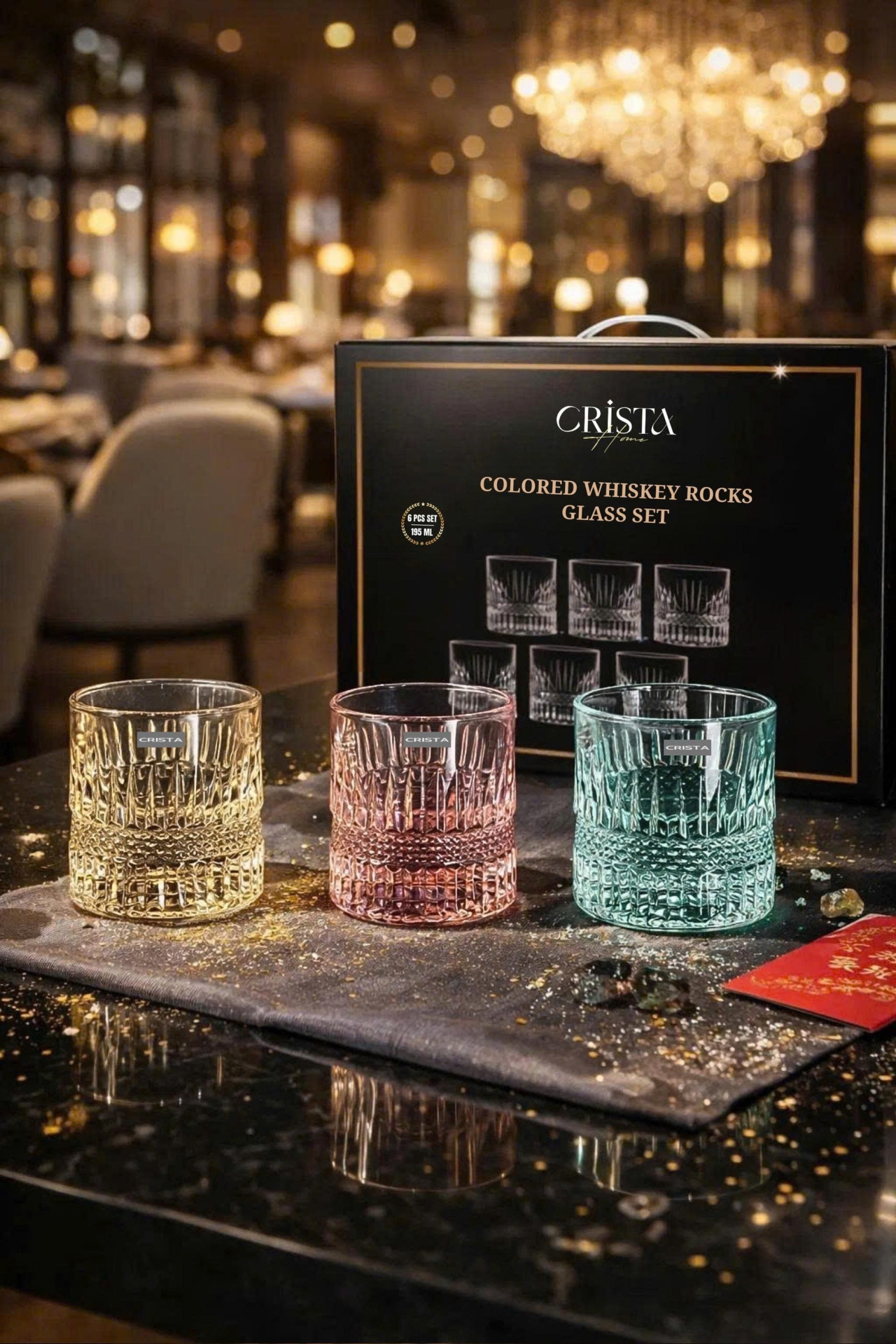 Bộ 6 cốc rượu thủy tinh Crista Home 195ml — Mix màu (8/16)