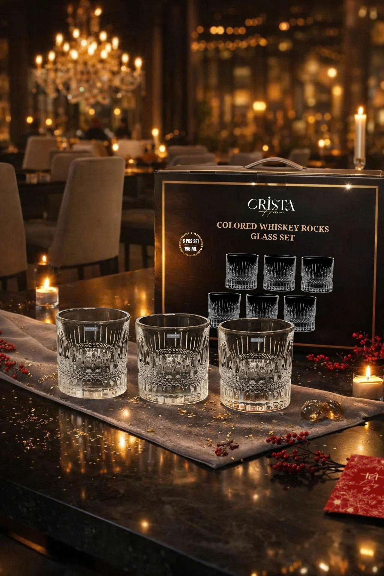 Bộ 6 cốc rượu thủy tinh Crista Home 195ml — Mix màu (10/16)