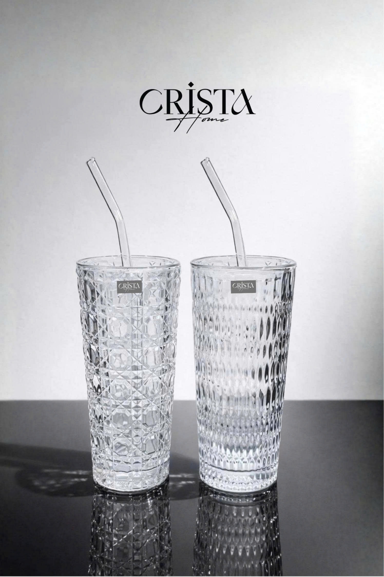 BỘ 2 CỐC THỦY TINH KÈM ỐNG HÚT - 5 Màu, 500ML CRISTA HOME — Xanh dương (11/17)