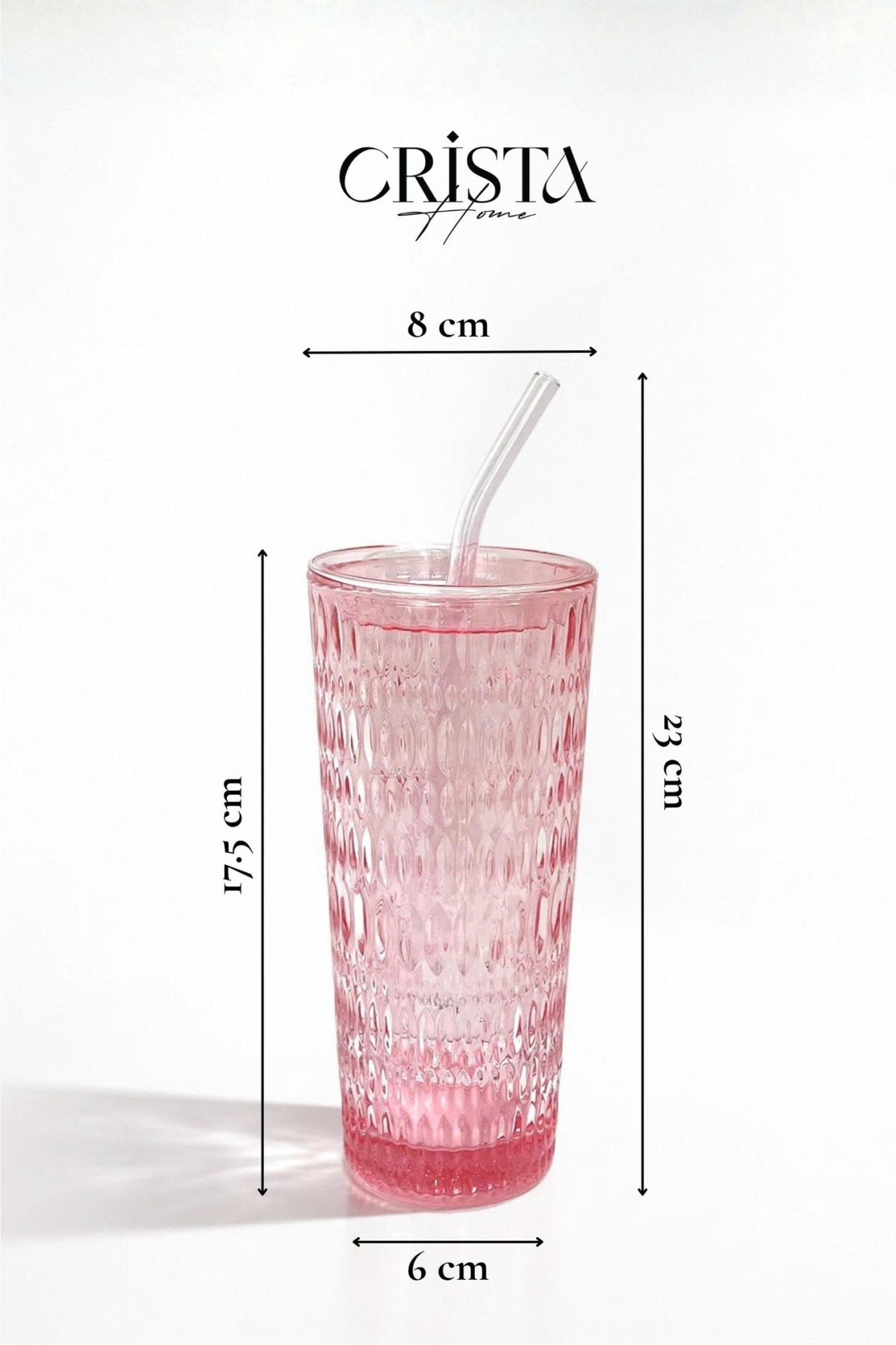 BỘ 2 CỐC THỦY TINH KÈM ỐNG HÚT - 5 Màu, 500ML CRISTA HOME — Xanh dương (15/17)