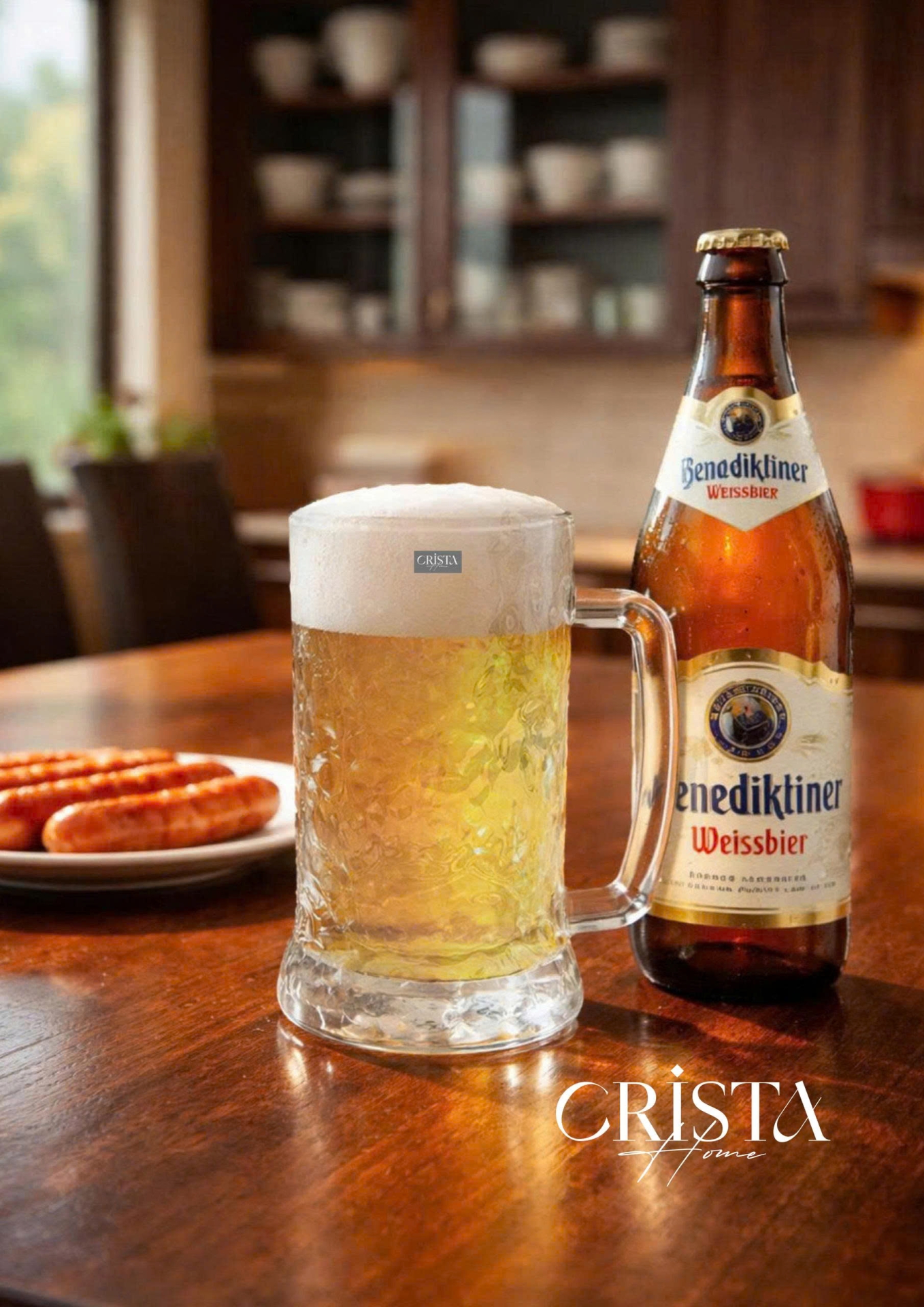 Bộ 6 Cốc Bia Thủy Tinh Vân Sóng Nước Có Quai - 420ML CRISTA HOME — Mix Màu (7/13)