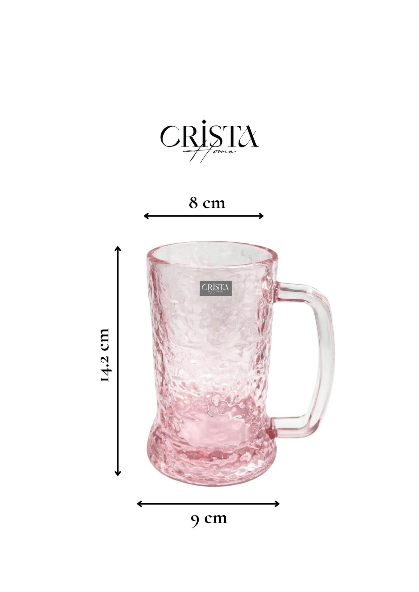 Bộ 6 Cốc Bia Thủy Tinh Vân Sóng Nước Có Quai - 420ML CRISTA HOME — Mix Màu (12/13)