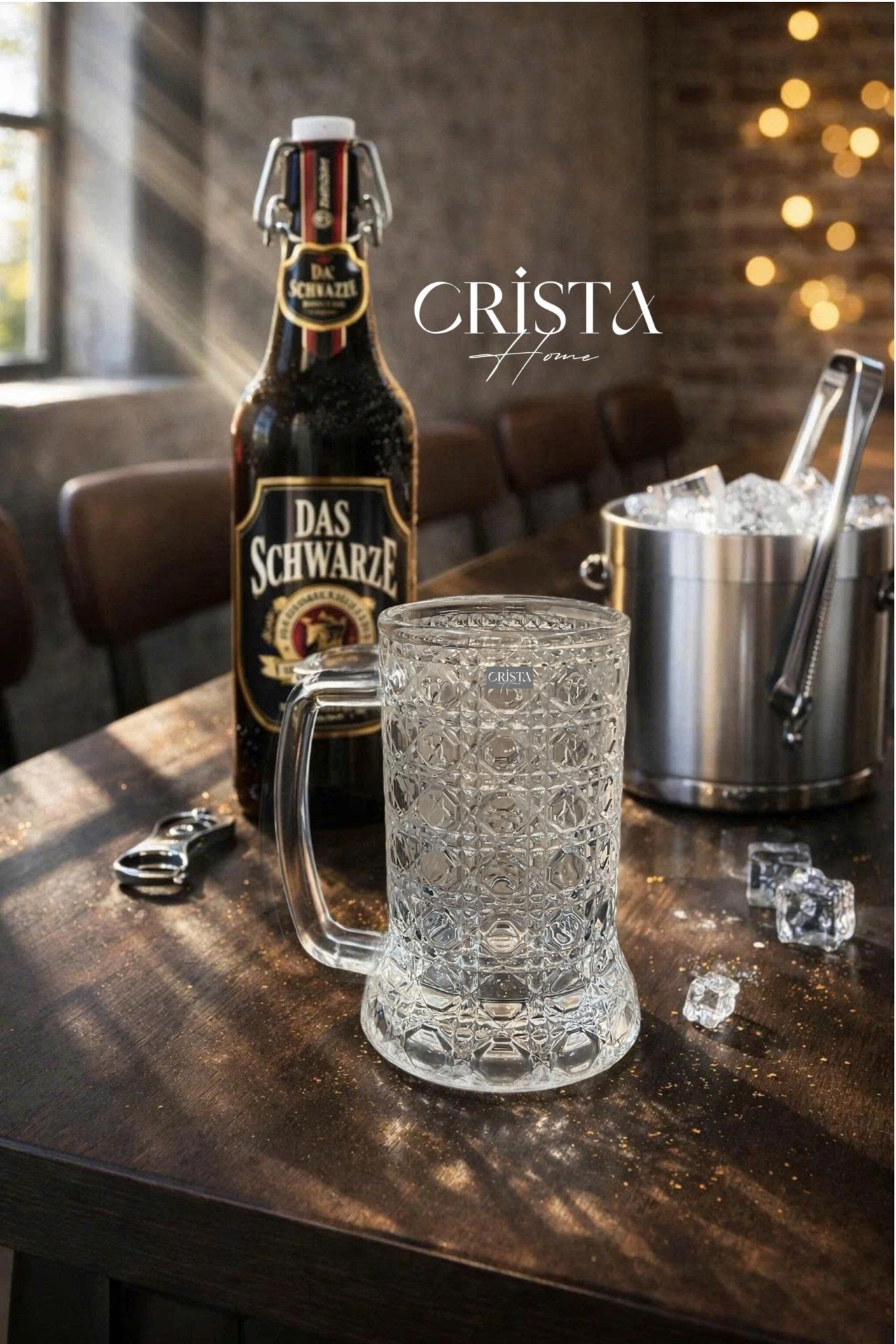 Bộ 6 Cốc Bia Thủy Tinh Vân Pha Lê Có Quai - 420ML CRISTA HOME — Màu Trắng (4/17)