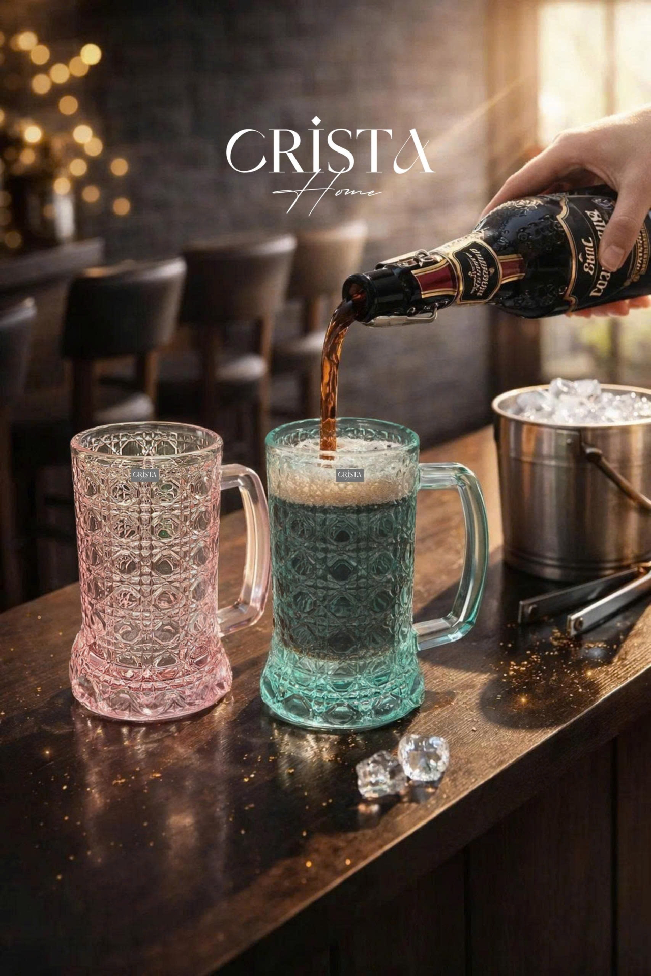 Bộ 6 Cốc Bia Thủy Tinh Vân Pha Lê Có Quai - 420ML CRISTA HOME — Màu Trắng (11/17)