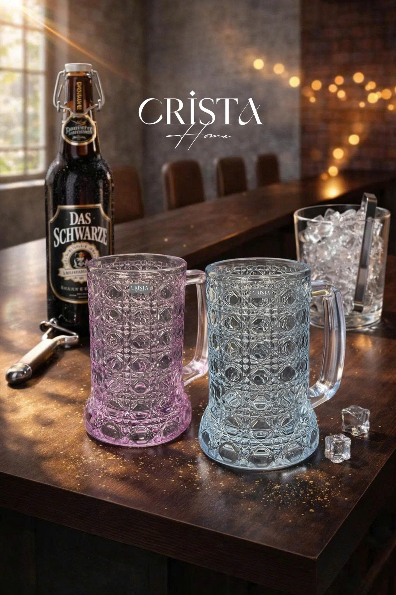 Bộ 6 Cốc Bia Thủy Tinh Vân Pha Lê Có Quai - 420ML CRISTA HOME — Màu Trắng (14/17)