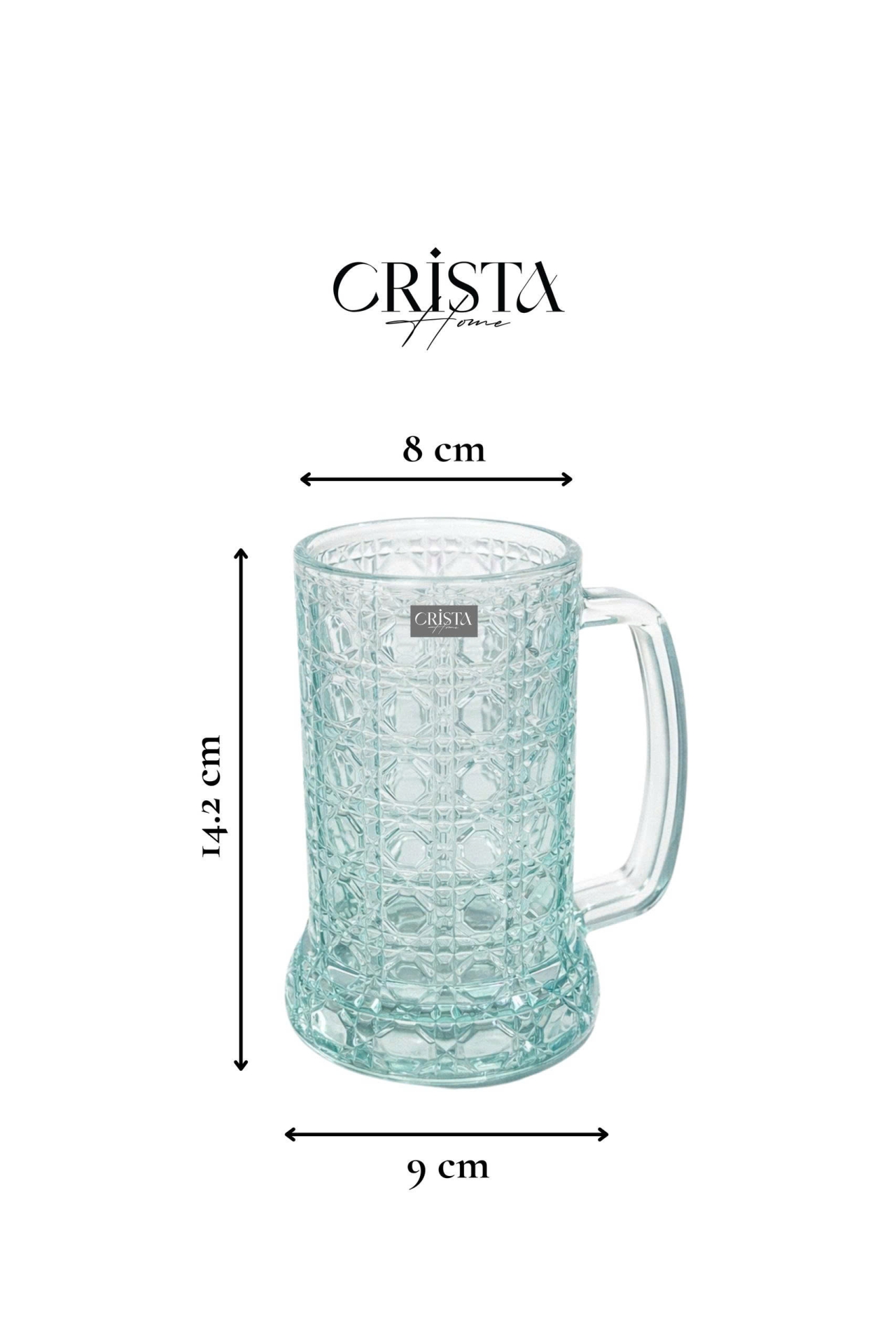 Bộ 6 Cốc Bia Thủy Tinh Vân Pha Lê Có Quai - 420ML CRISTA HOME — Màu Trắng (15/17)
