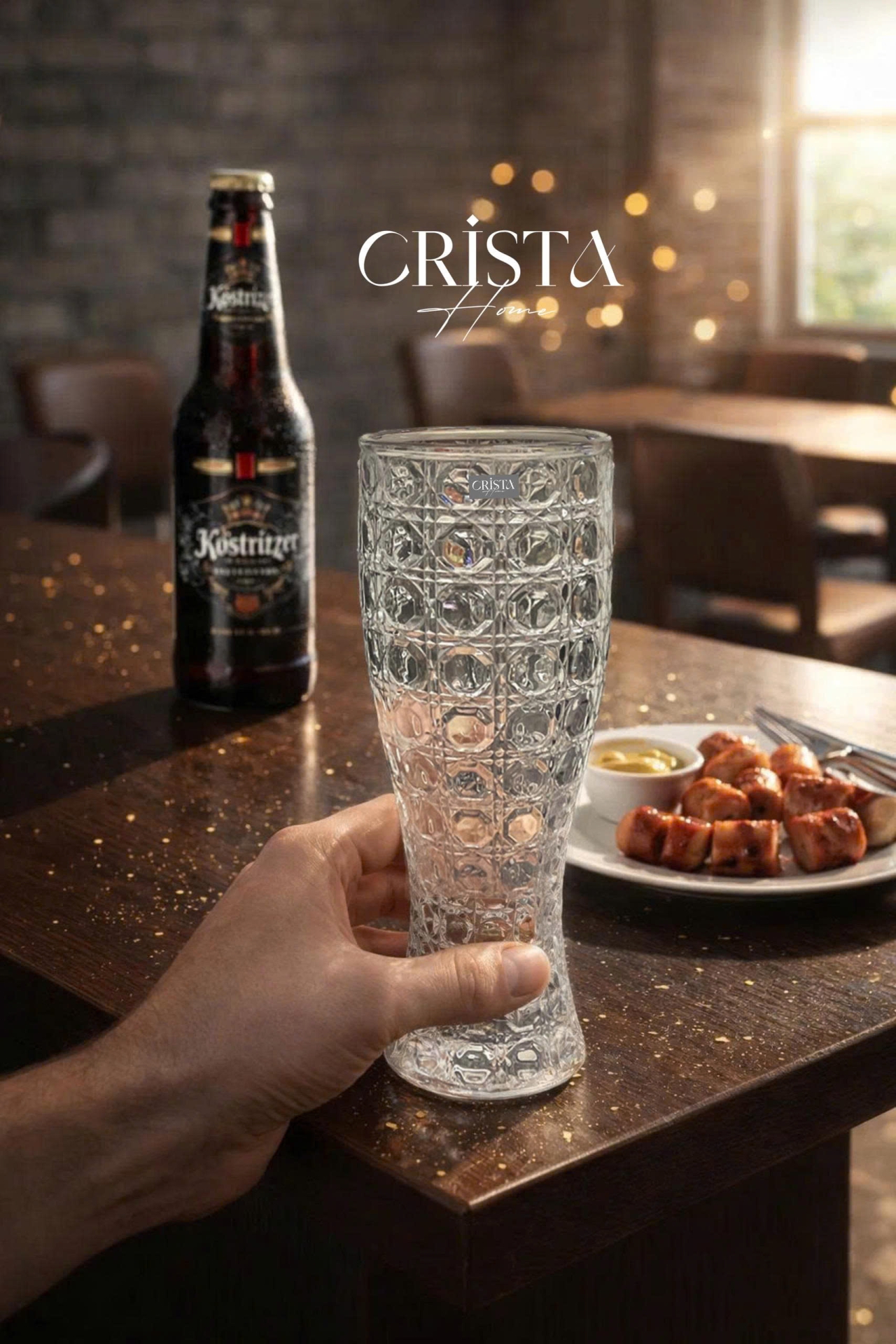 BỘ 6 LY BIA THỦY TINH VÂN PHA LÊ  - 440ML CRISTA HOME  — Mix màu (7/12)