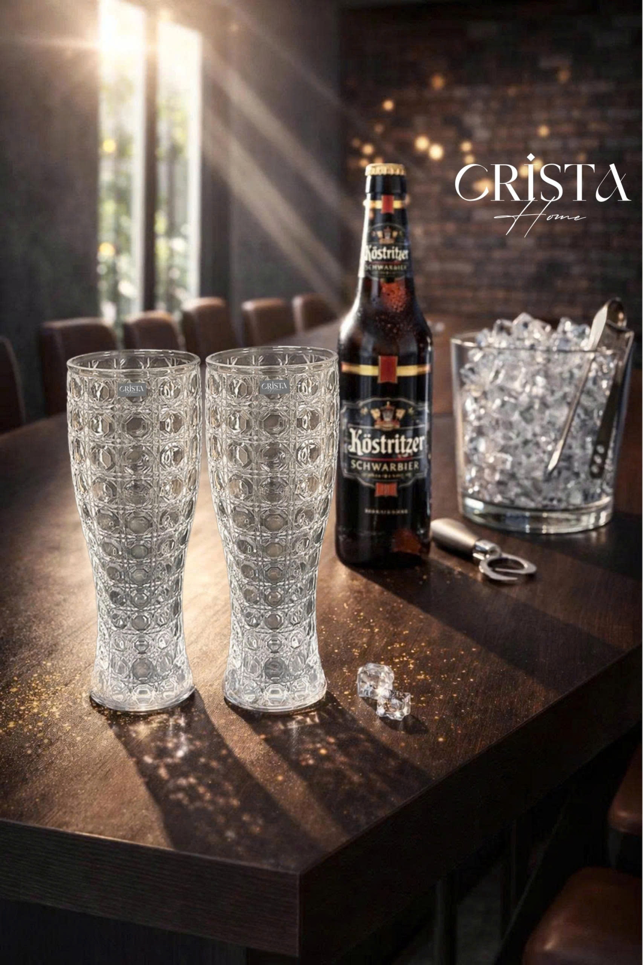 BỘ 6 LY BIA THỦY TINH VÂN PHA LÊ  - 440ML CRISTA HOME  — Mix màu (8/12)