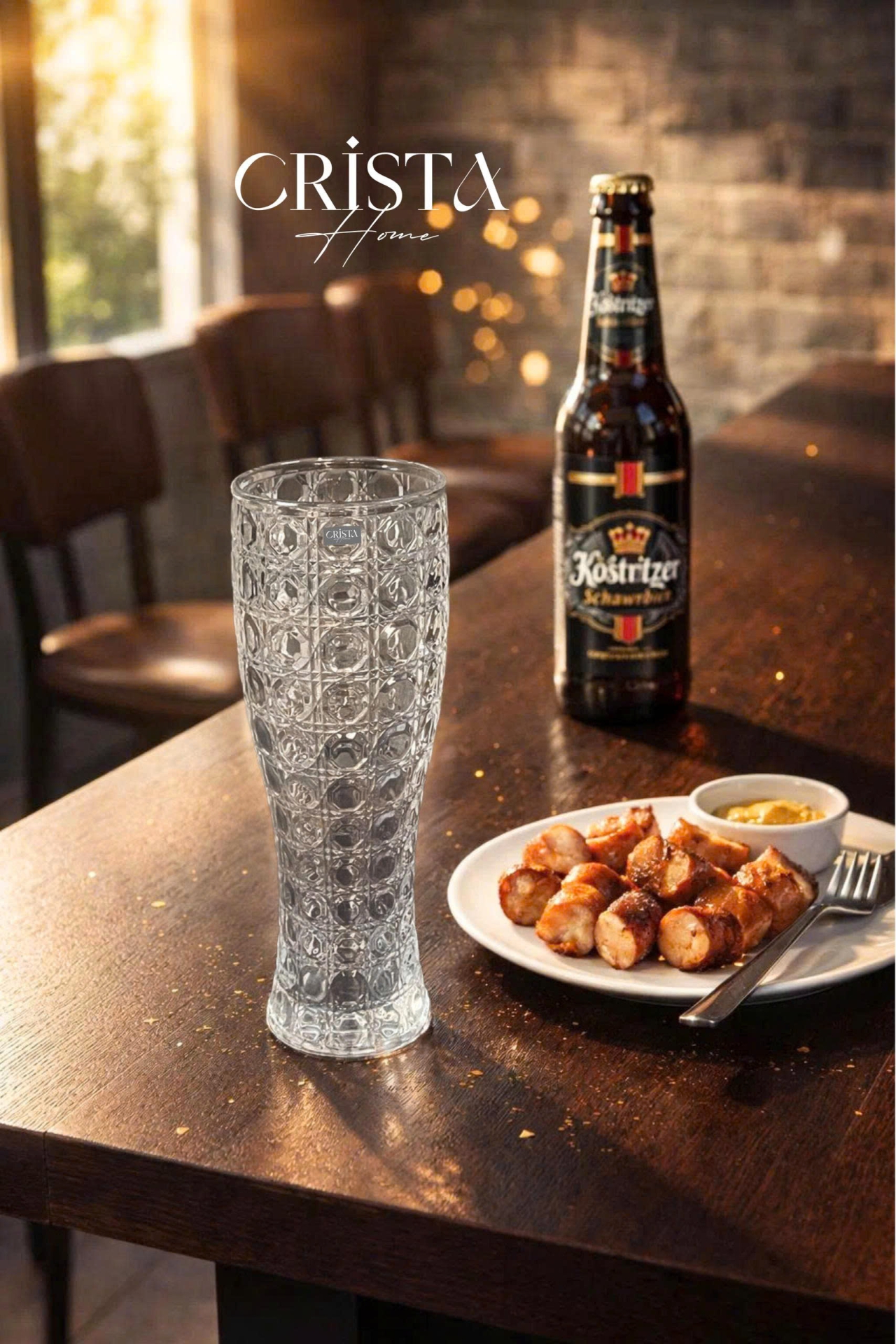 BỘ 6 LY BIA THỦY TINH VÂN PHA LÊ  - 440ML CRISTA HOME  — Mix màu (9/12)