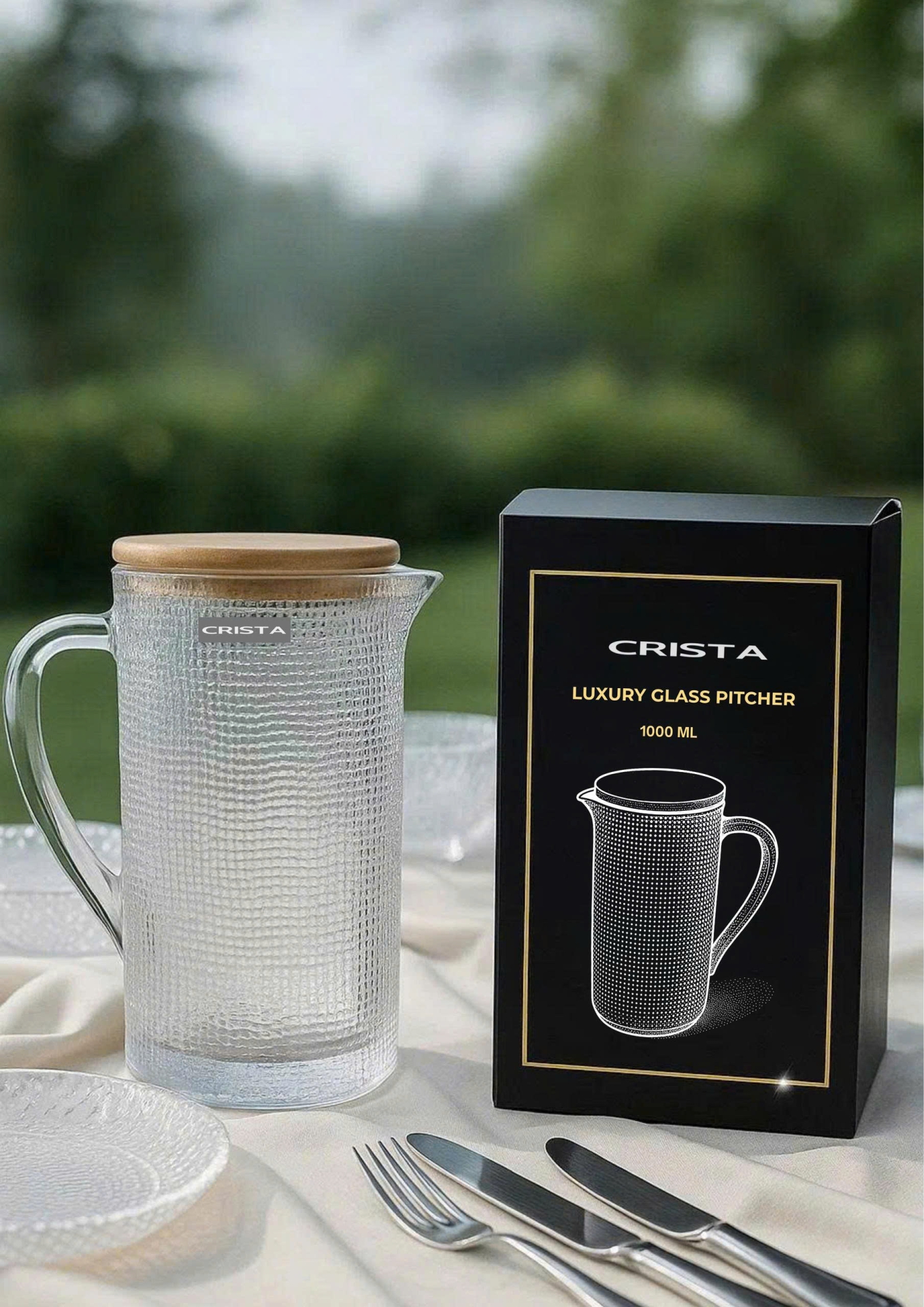 BÌNH THỦY TINH VÂN LƯỚI DẬP NỔI MÀU TRẮNG 1L