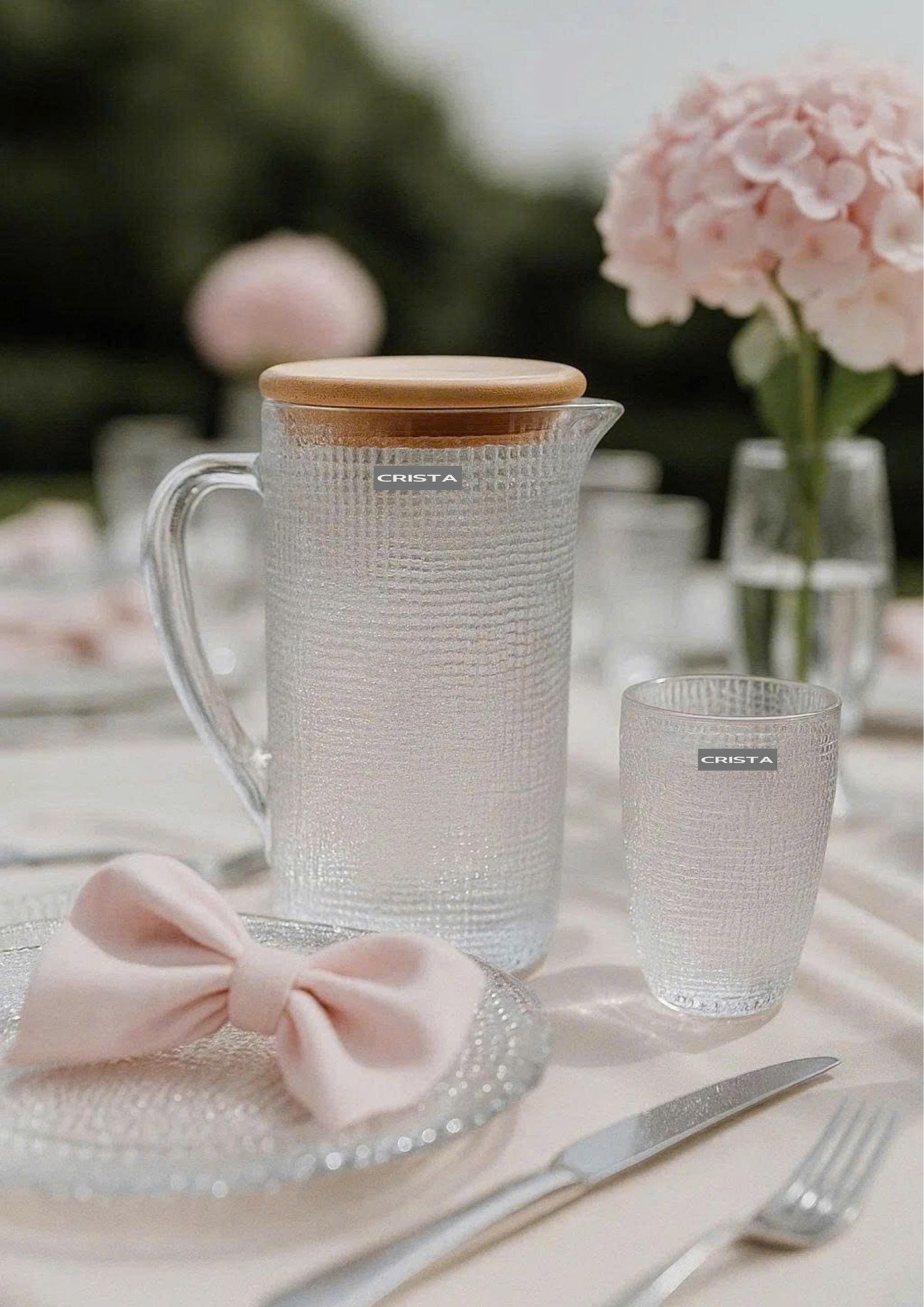 BÌNH THỦY TINH VÂN LƯỚI DẬP NỔI MÀU TRẮNG 1L (5/7)