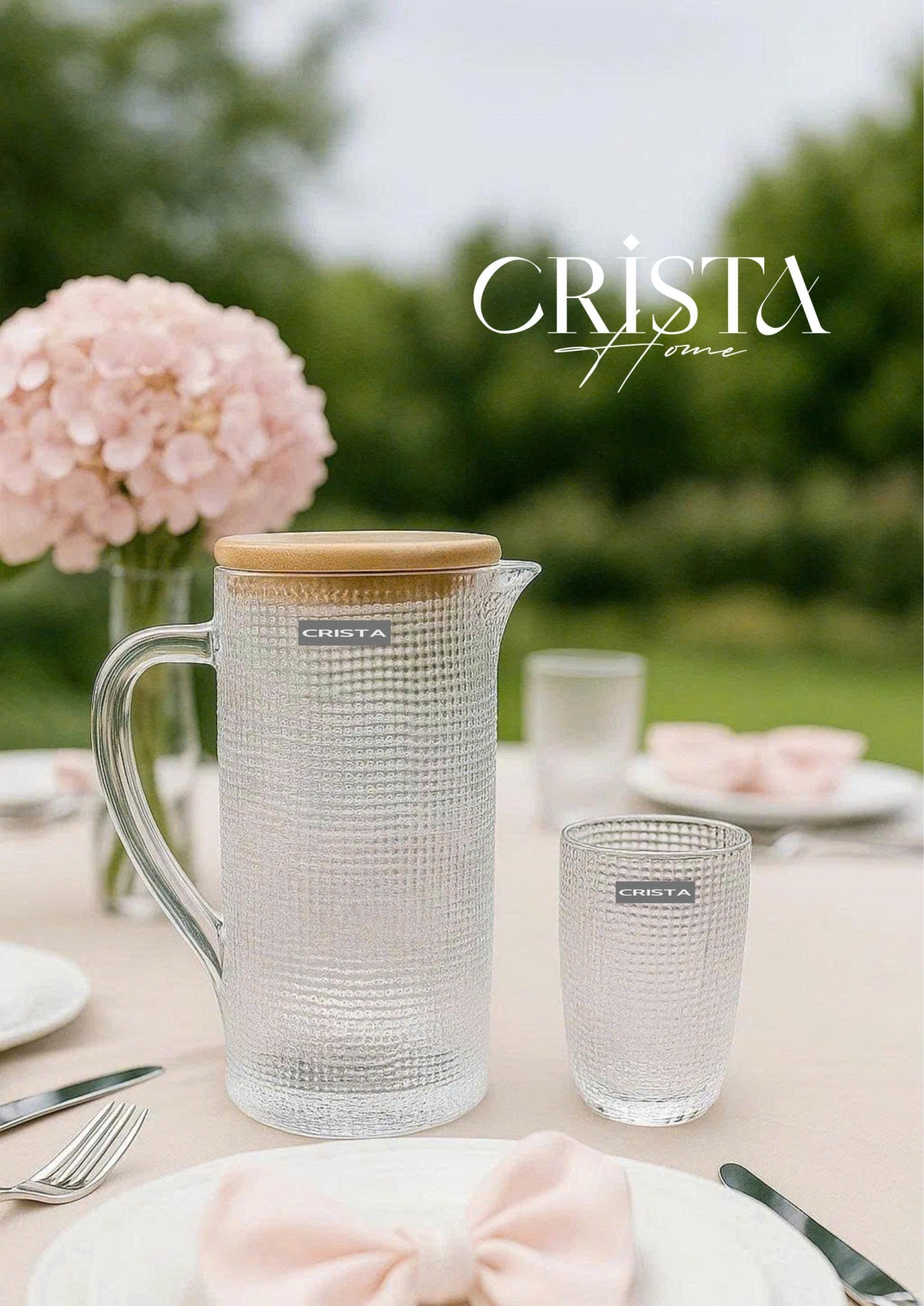 BÌNH THỦY TINH VÂN LƯỚI DẬP NỔI MÀU TRẮNG 1L (7/7)