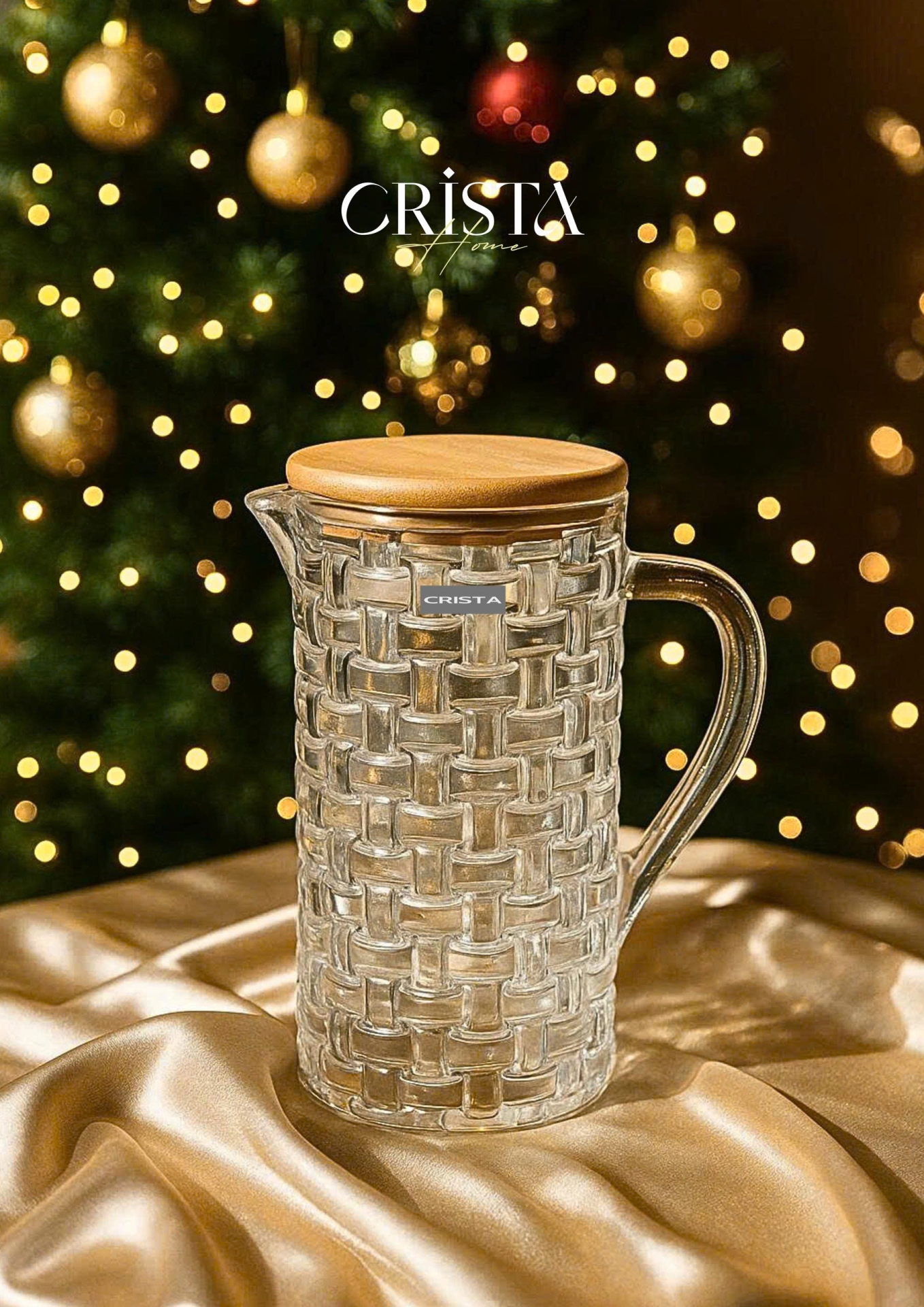 BÌNH THỦY TINH VÂN CARO 1L NẮP TRE - MÀU TRONG SUỐT (2/7)