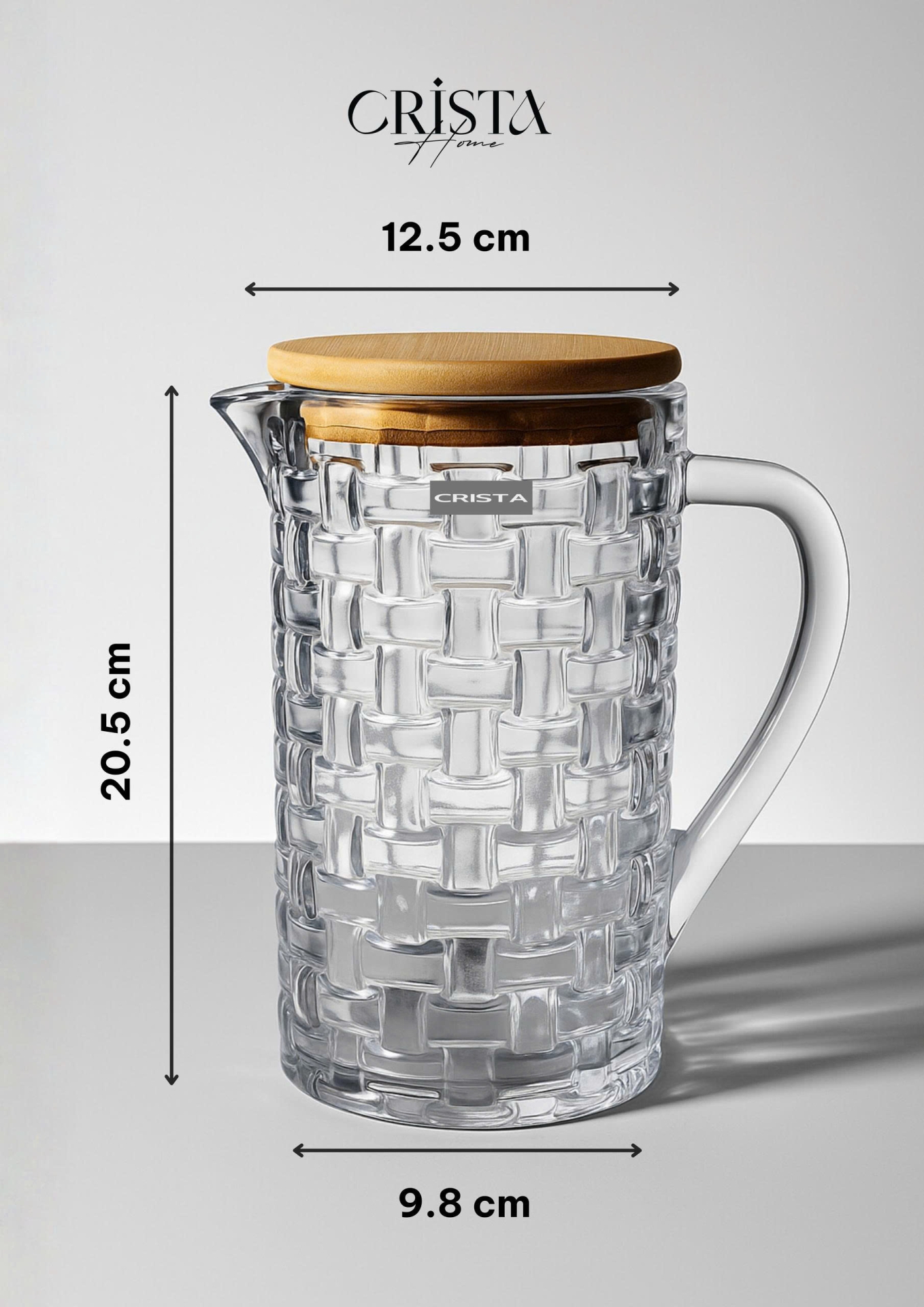 BÌNH THỦY TINH VÂN CARO 1L NẮP TRE - MÀU TRONG SUỐT (5/7)